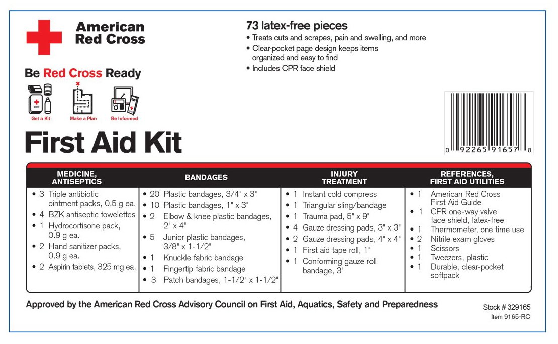 American Red Cross 9165-RC First Aid Only Be Red Cross Ready First Aid Kit, 73 Pieces
