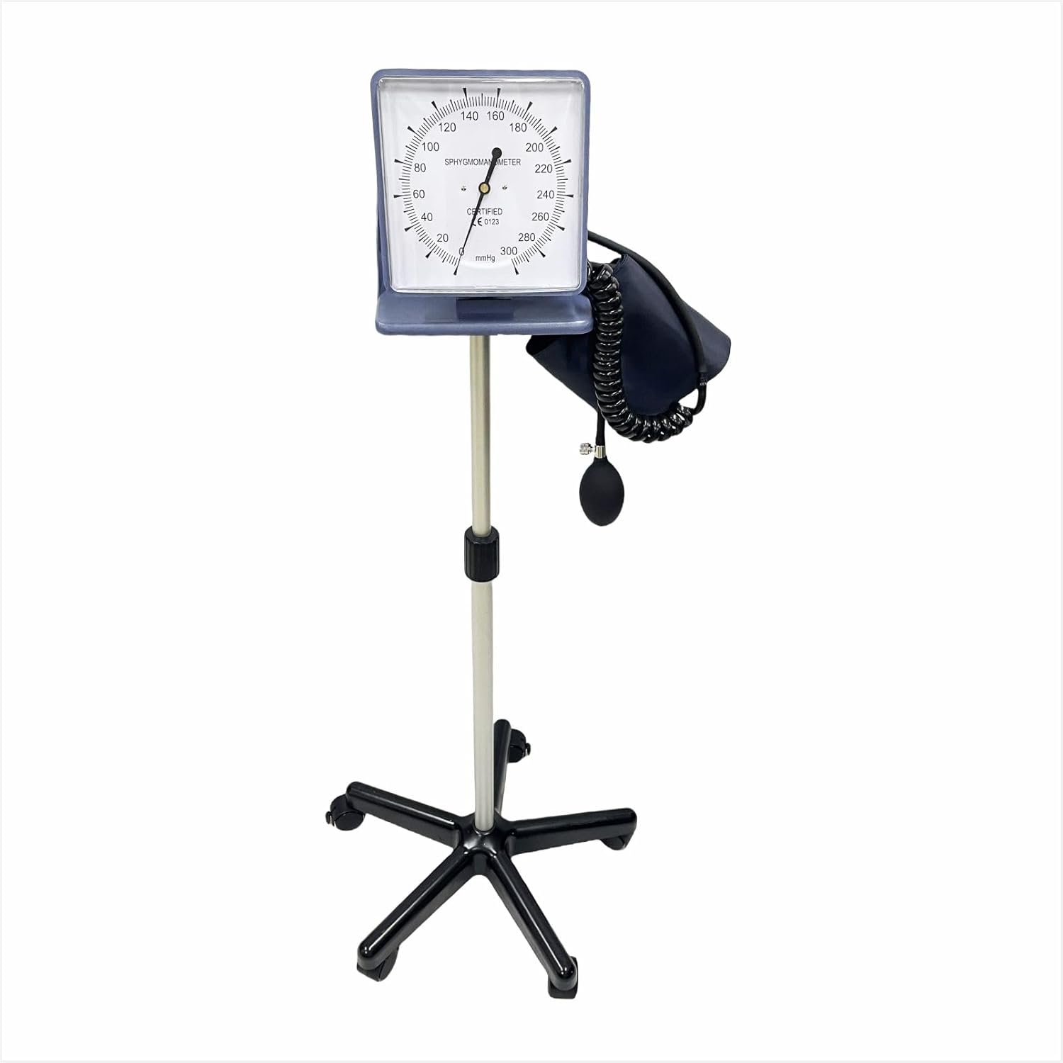 Rolling Stand Type Aneroid Sphygmomanometer with Cuff, Clear Gauge