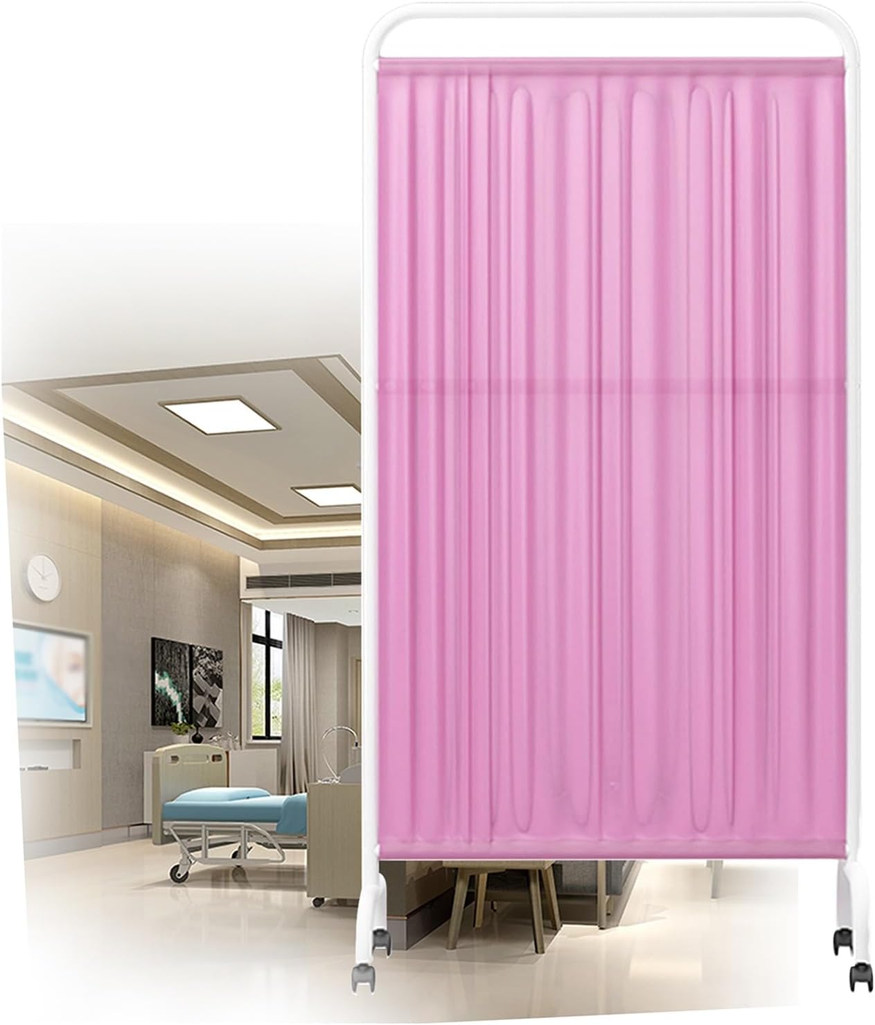 6ft High 6/4 Panel Foldable Medical Privacy Screen, Portable Room Divider with Removable Nylon Silk Fabric - Ideal for Clinics, Offices, and Home Use