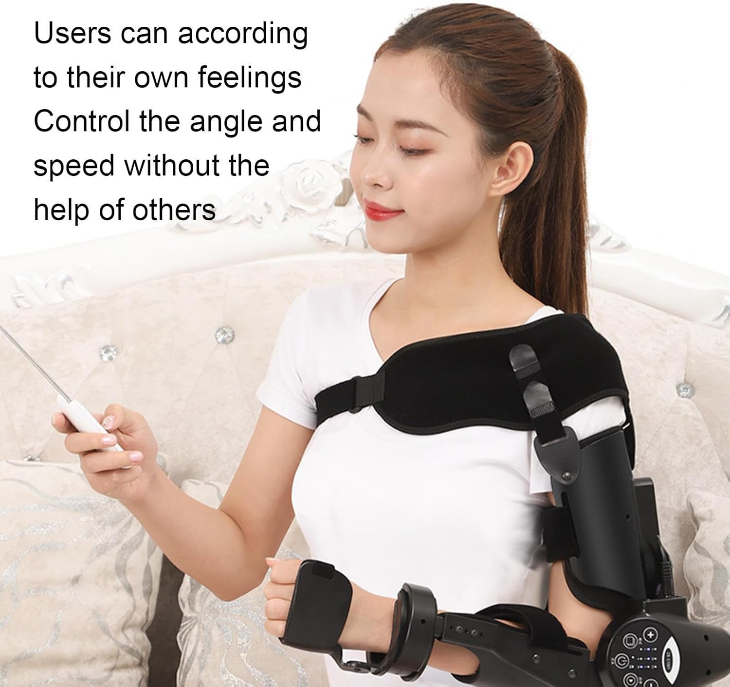 Electric Elbow Joint Rehabilitation Device, Hinged Elbow Brace Arm Exerciser, Wireless Intelligent Key Control, Precisely Control The Extension and Flexion Angle,