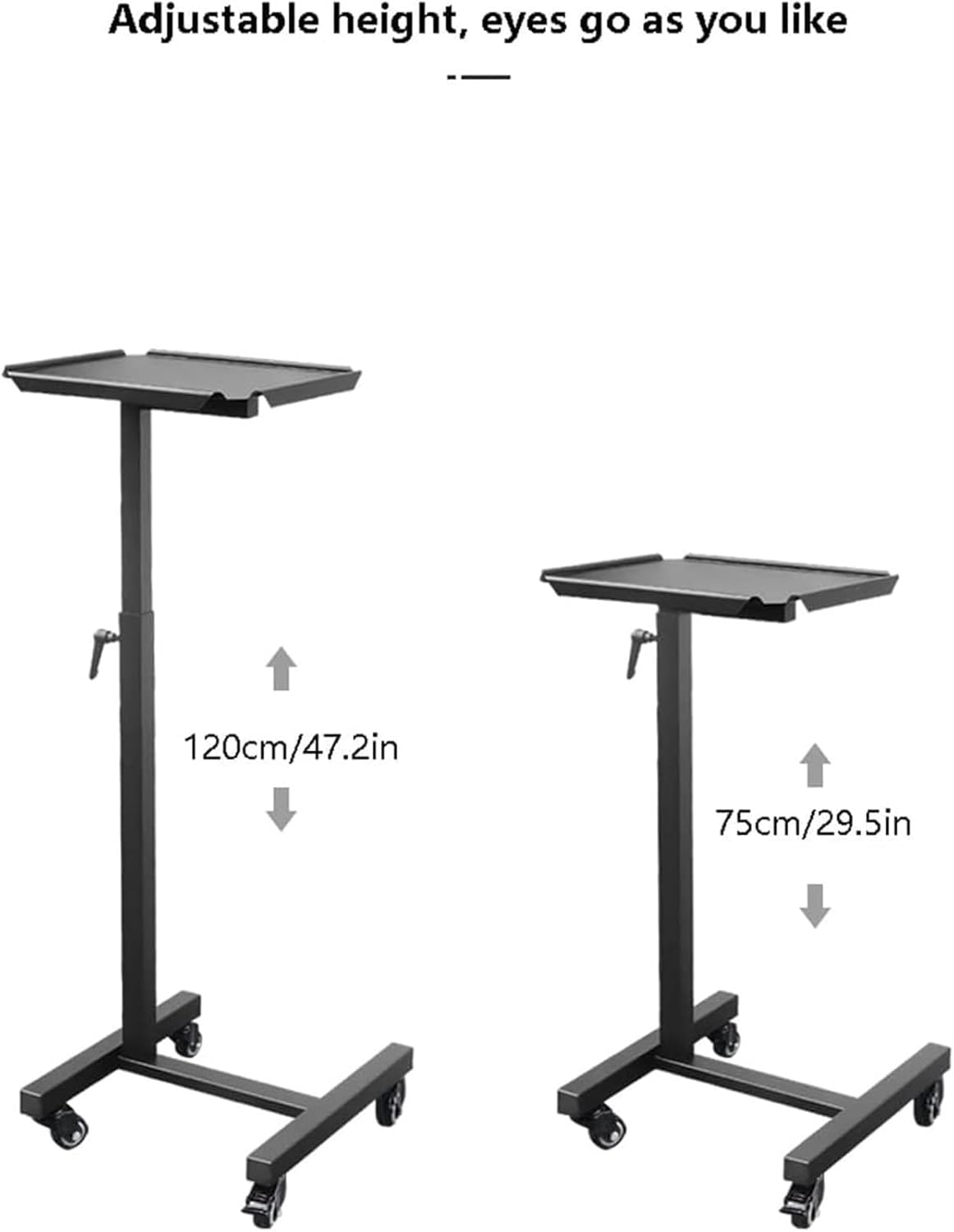 Over-Bed Tables Medical Adjustable Overbed Bedside Table with Wheels Pneumatic Mobile Standing Desk Laptop Desk Movable Overbed Table for Home Use Portable(