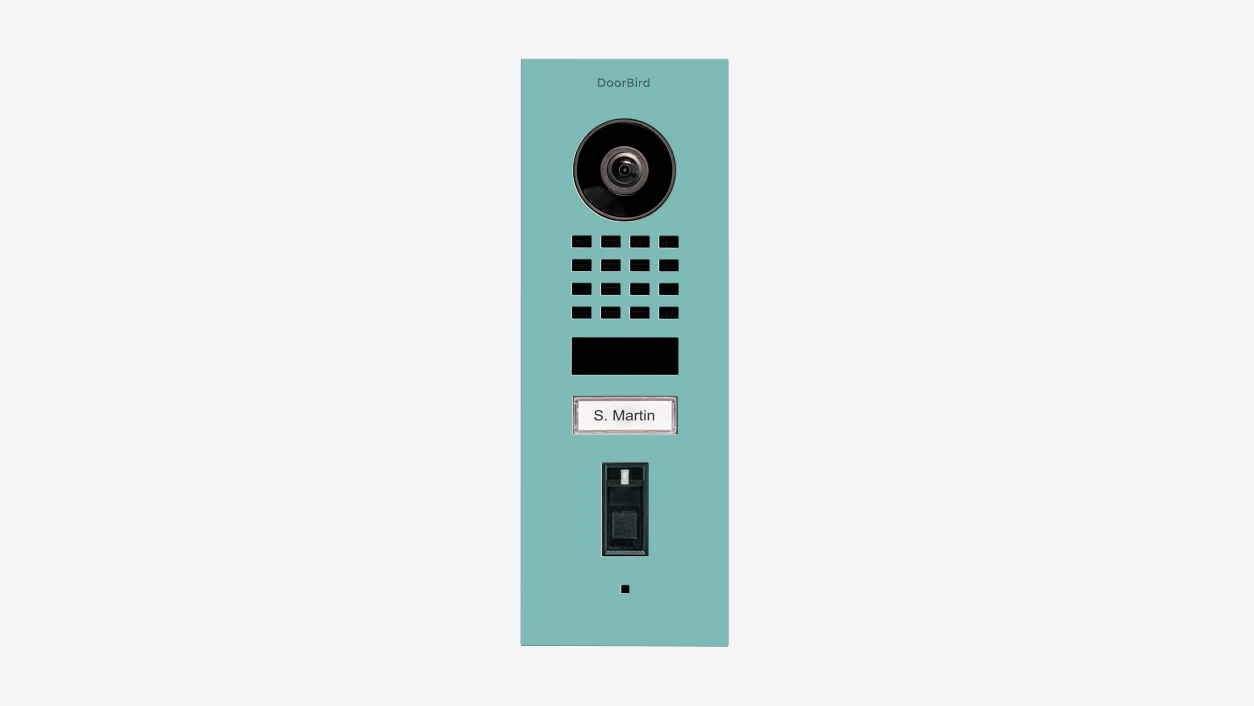 DoorBird D1101FV Fingerprint 50 Flush-Mount IP Video Door Station in Light Green, RAL 6027