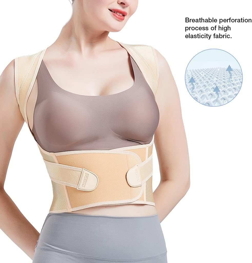 Posture Corrector Back Posture Brace Clavicle Support Stop Slouching and Hunching Adjustable Back Trainer Unisex(Beige,Medium)