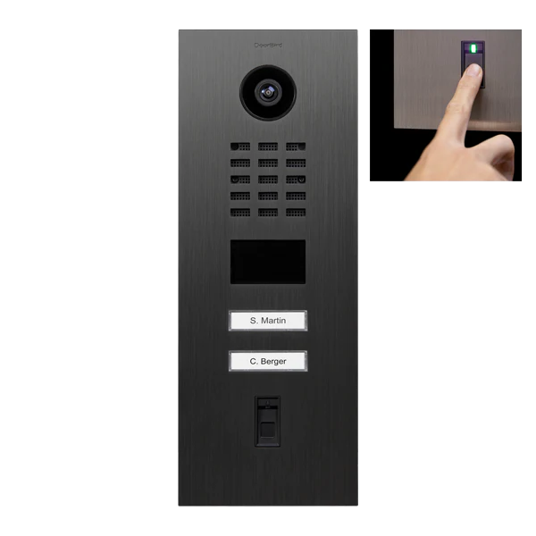 DoorBird D2102FV Fingerprint 50 IP Video Door Station, 2 Call Button in Titanium