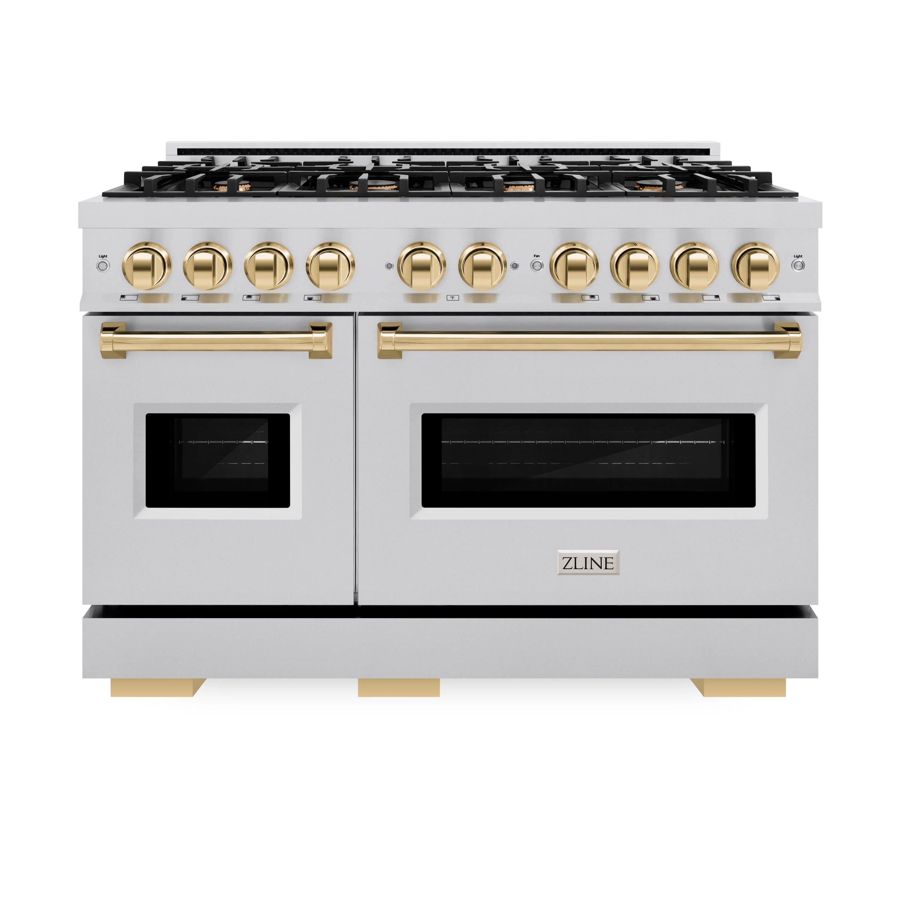 ZLINE Autograph Edition 48-Inch Classic Series Gas Range with 8 Gas Burner Cooktop and 6.7 Cu. Ft. Gas Convection Oven  in Stainless Steel and Polished Gold Accents (CGRZ-48-G)
