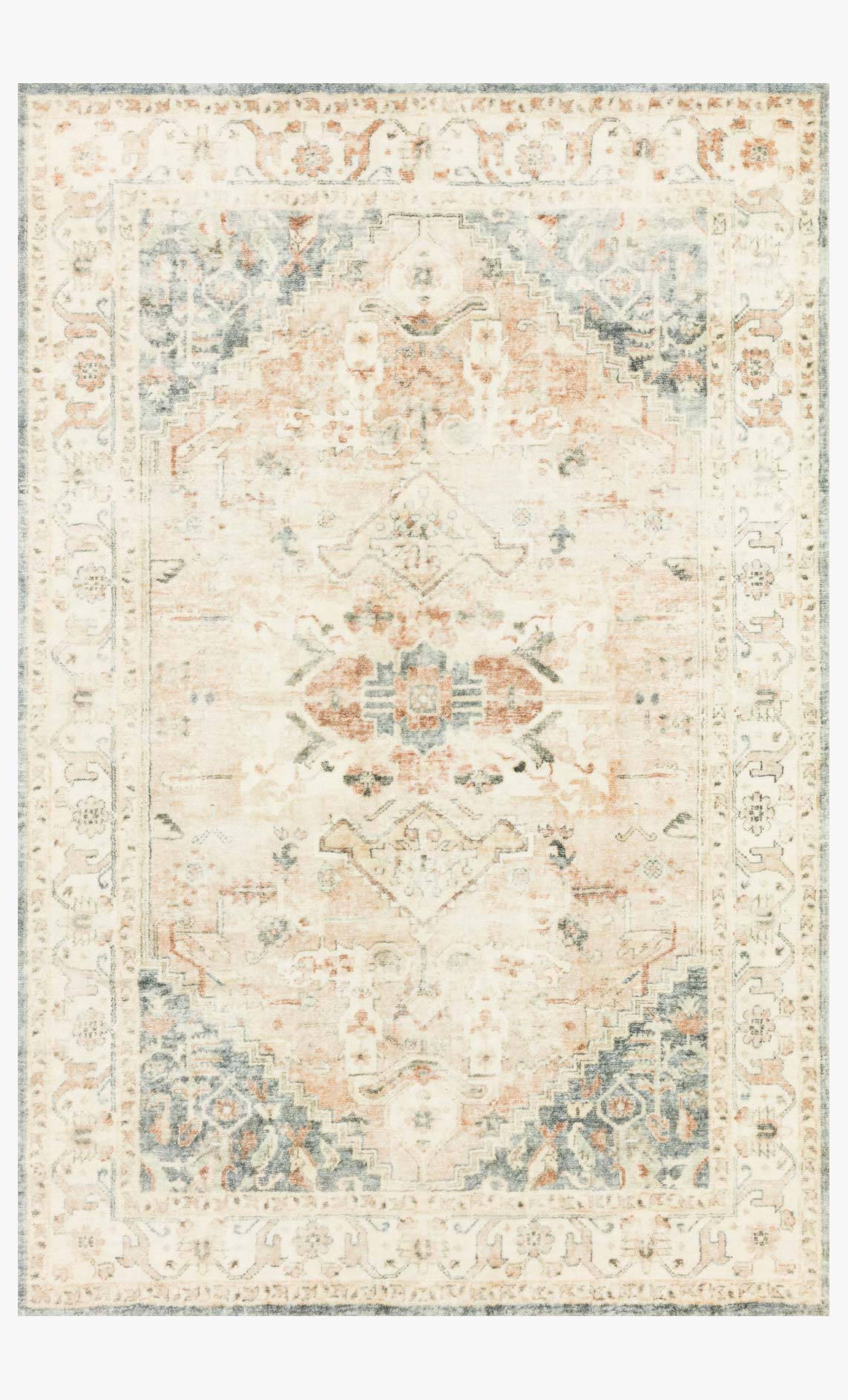 Loloi II Rosette Collection - Traditional Power Loomed Rug in Clay & Ivory (ROS-06)