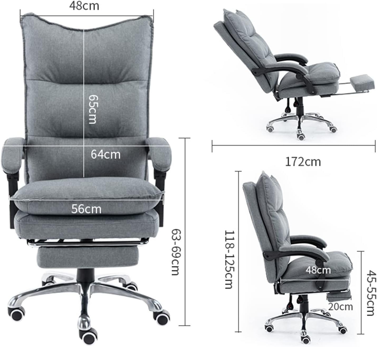 Reclining Office Chair with Footrest,Leather Managerial Chair,High Back Executive Office Chair Lumbar Support,with 170° Backrest Tilt Function and Padded Armrests,RedCoffee-A