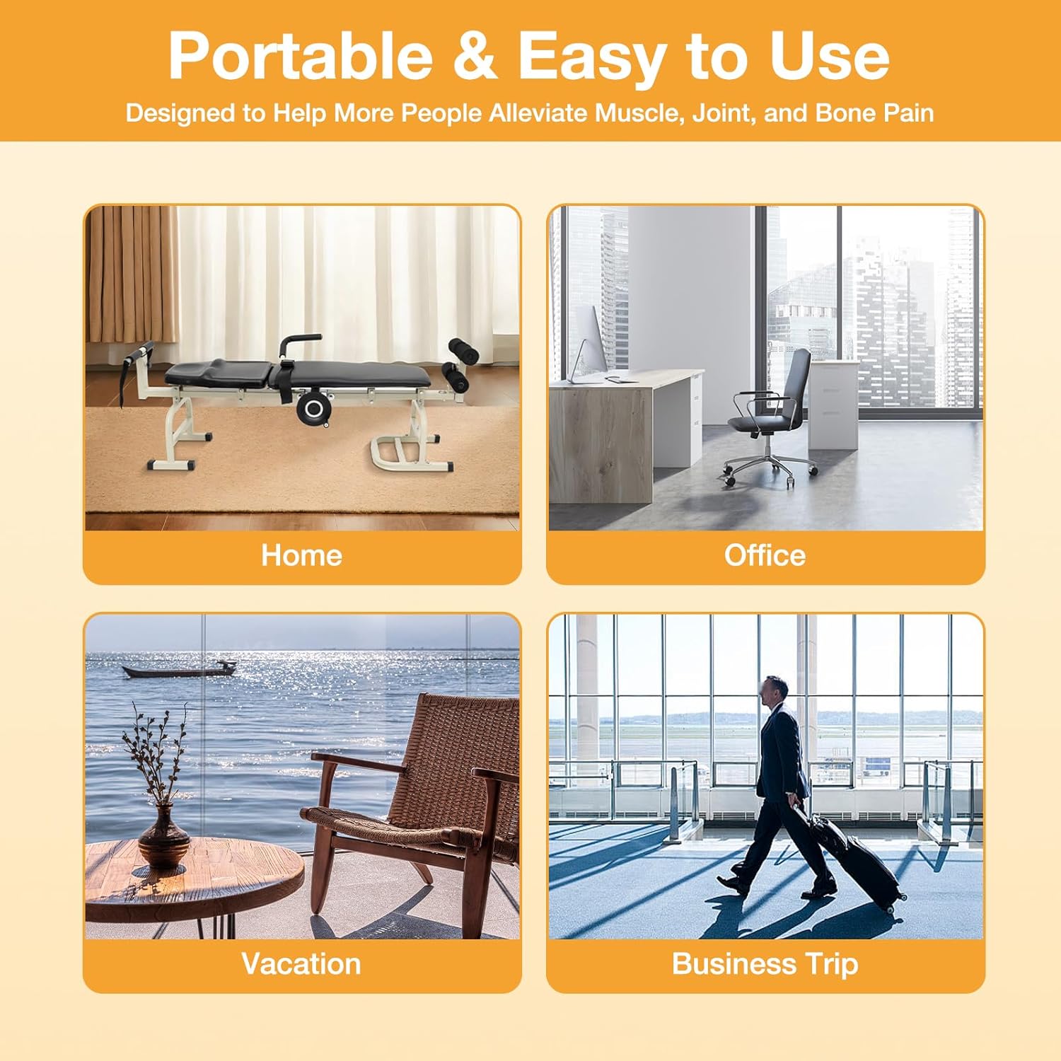 Multifunctional Body Stretcher, Adjustable Spine Cervical Traction Bed Stretching Bench, Back Lumbar Relief Massage Therapy Stretch, Neck, Waist, Leg Pain Relief, for Cervical, Lumbar Disc Herniation