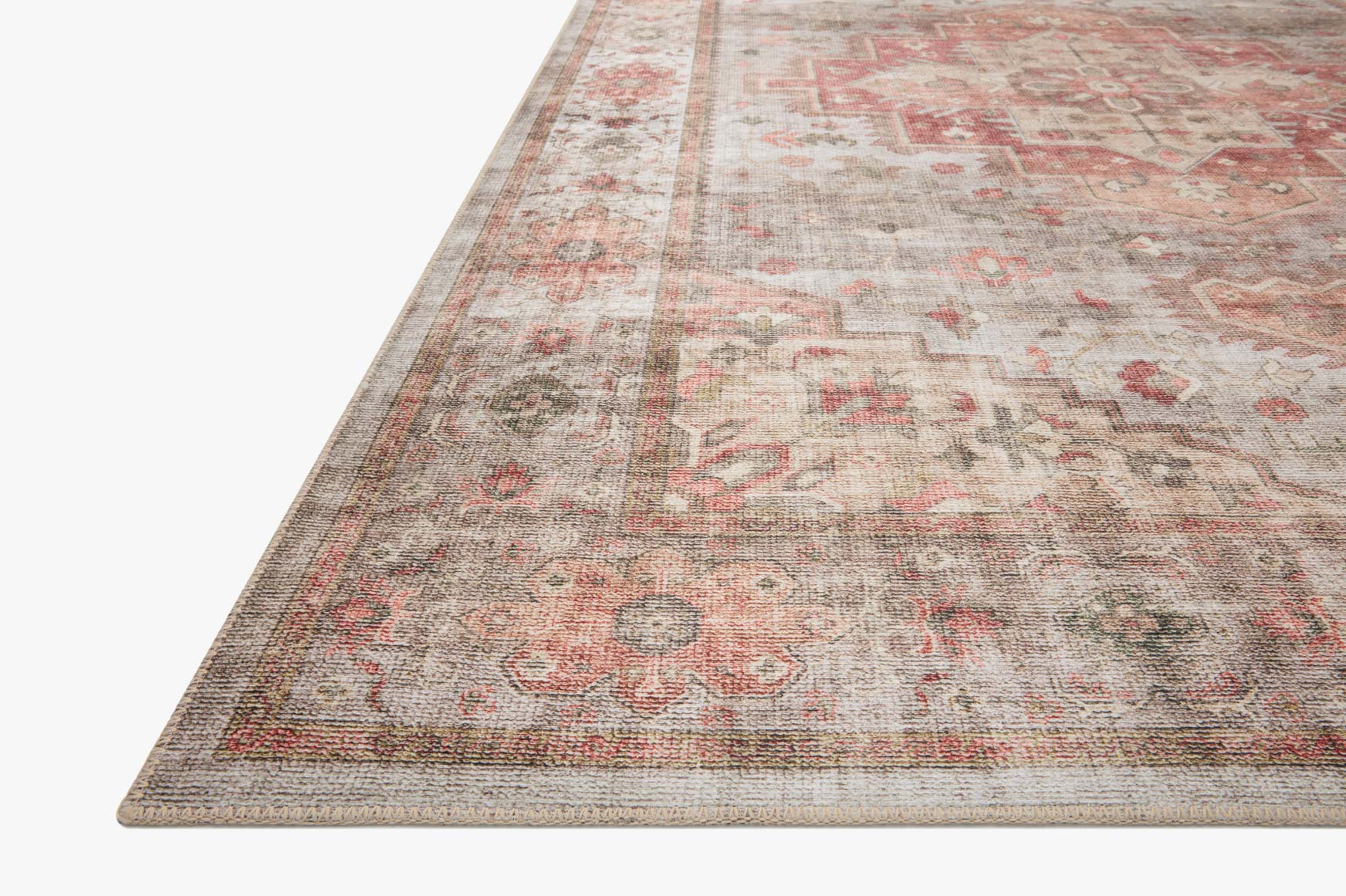 Loloi II Heidi Collection - Traditional Power Loomed Rug in Dove & Spice (HEI-02)