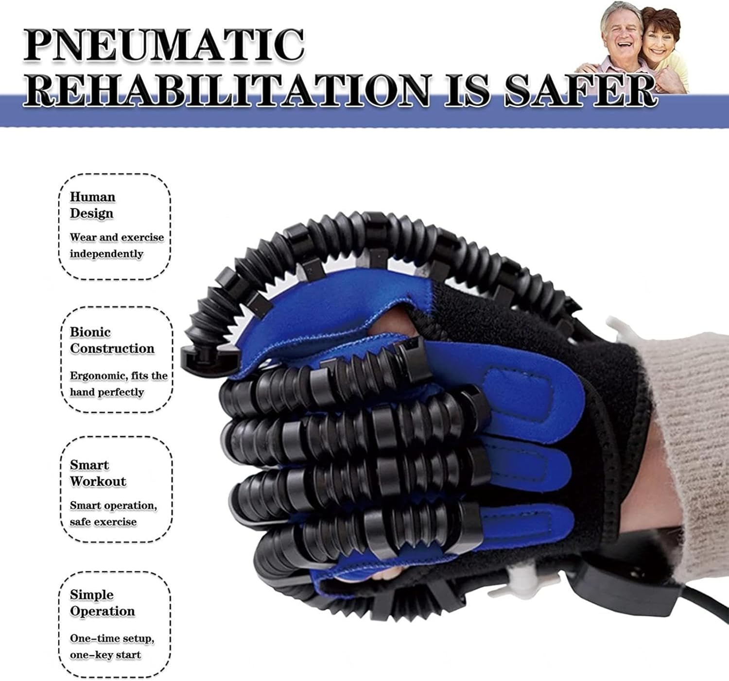 Rehabilitation Gloves Finger Orthoses Hemiplegia Finger Rehabilitation Trainer Robot Gloves with Remote Control/Single Finger Training,Left-S