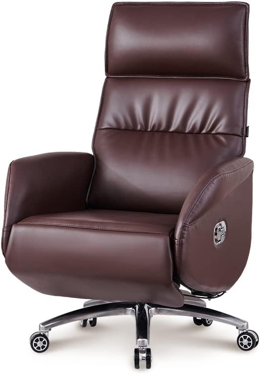 Big and Tall Executive,Managerial Computer Desk Chair Flip Up Armrest Big Tall with Adjustable Lumbar Support High Back Executive Task Swivel Leather Chair Comfortable an,Brown