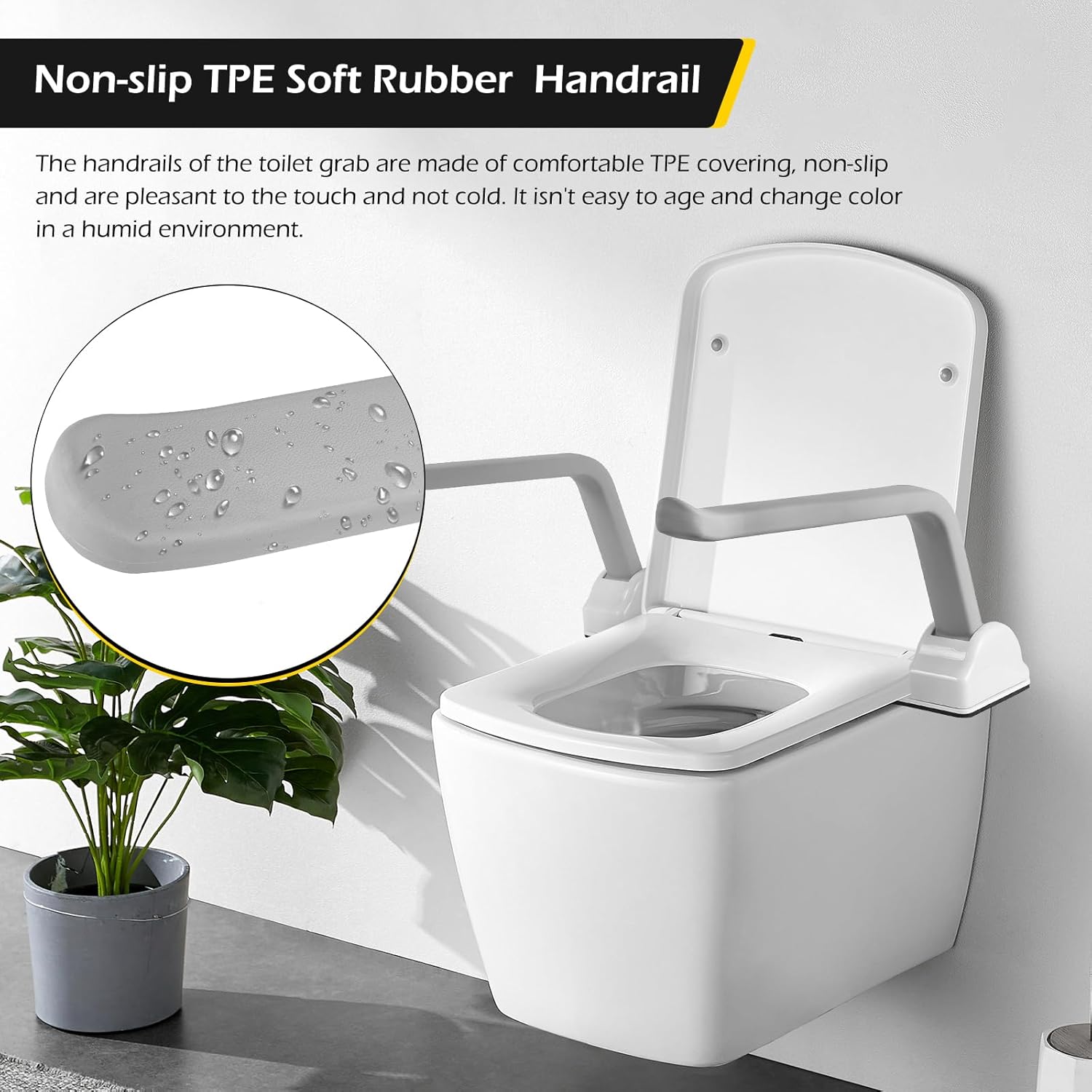 Dyna-Living Toilet Safety Rails 480lbs Load-Bearing Toilet Safety Frame with Flip Up Non-Slip Aluminum Alloy Armrest Toilet Assist Devices for Seniors Toilet Support Bars for Elderly Toilet Seat Rails