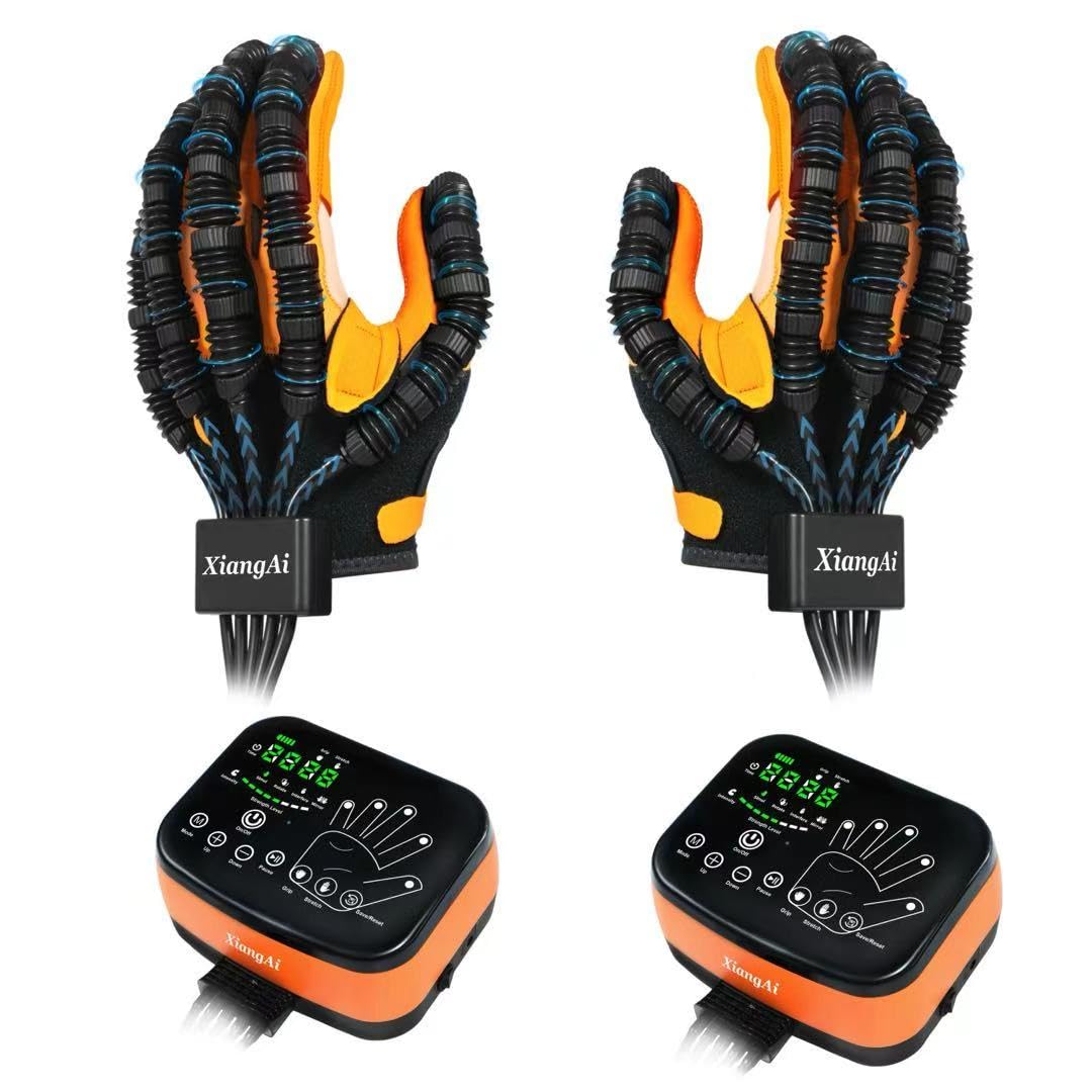 2PCS Rehabilitation Robot Gloves for Left and Right Hands Recovery, Finger Rehab Robotic Glove Hemiplegia Stroke Therapy Equipment, 4 Modes, 2600mAh Rechargeable, 4 Sizes (Medium)