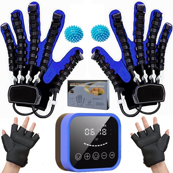 (Left+Right) Rehabilitation Robot Glove, Glove For Stroke, Hemiplegia Finger Rehabilitation Trainer Robot Gloves,Stroke Therapy Equipment For Adults,Therapy Gloves,Therapy For Hands.