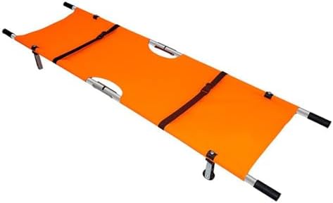 Portable Foldable Stretcher for Medical Use, Search and Rescue, Heavy-Duty 350 Lb Capacity, 2 Reinforced Rollers & Thickened Brackets, Ideal for Hospitals & Sports Venues