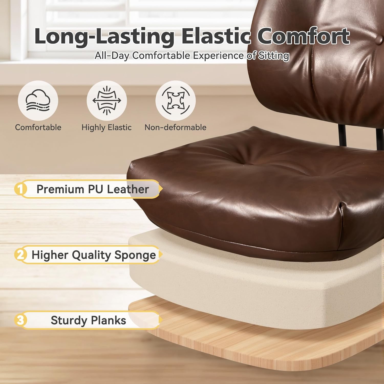 Home Office Desk Chair Office Rubber Casters Ergonomic Computer Chair with Lumbar Support Adjustable Height Rolling Swivel Executive Task Armrests Chair