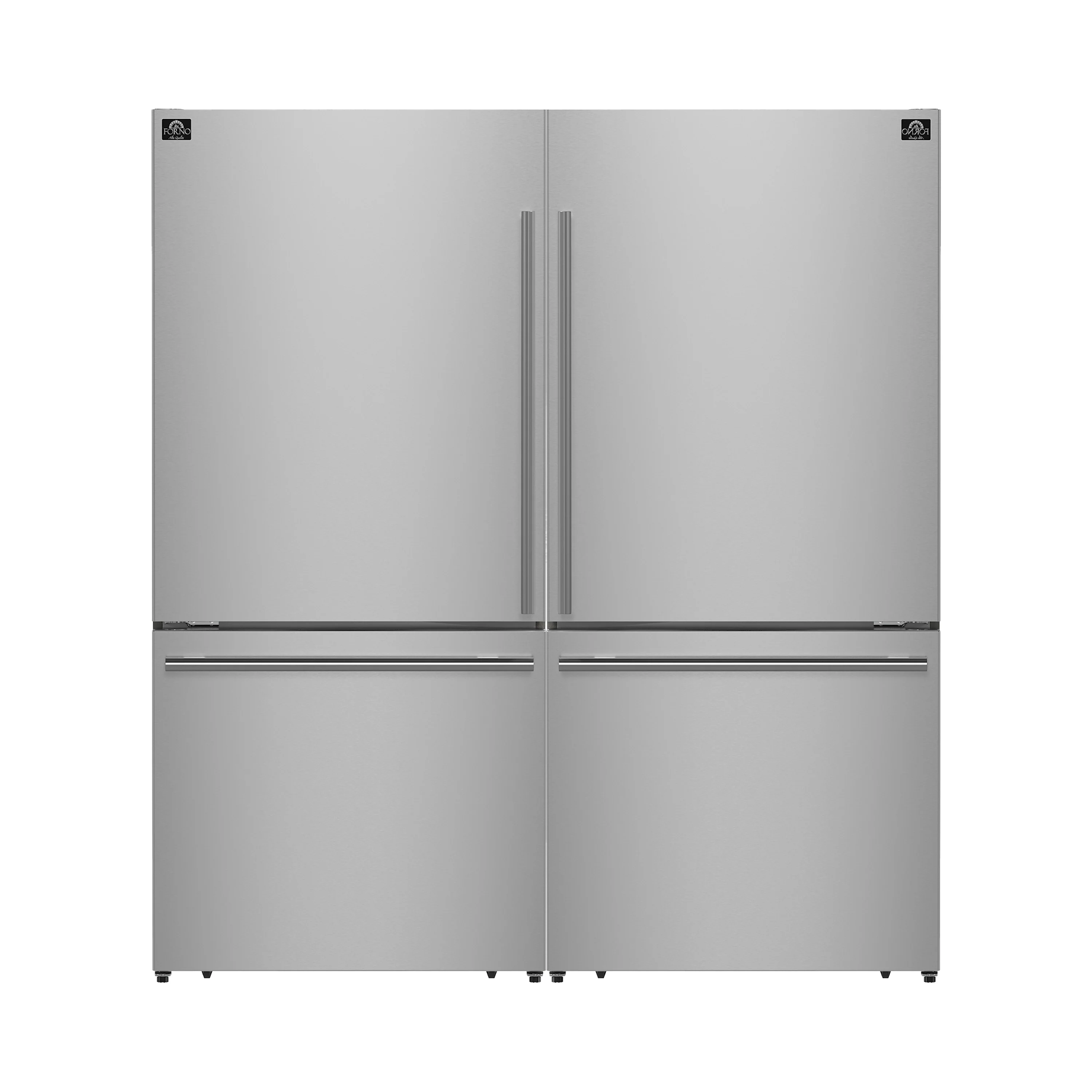 Forno Milano 62-Inch Freestanding Dual Bottom Freezer Refrigerator in Stainless Steel – 34.4 cu.ft, Touch Control, Ice Maker (FFFFD1787-60S)