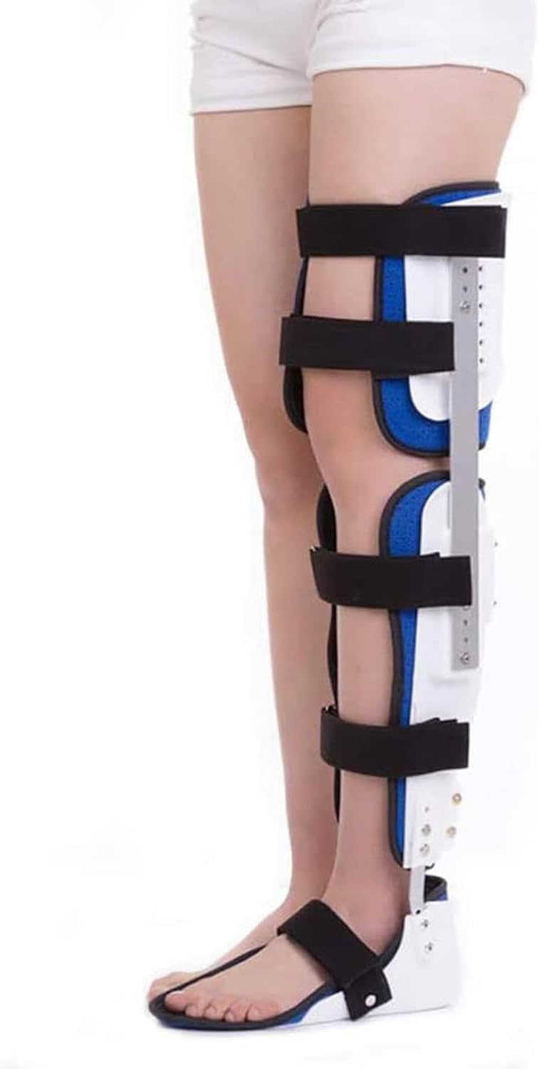 Knee Joint Fixed Brace Full Leg Brace, Adjustable Post Op Knee Support Immobilizer, Thigh Knee Ankle Foot Supports Orthosis,