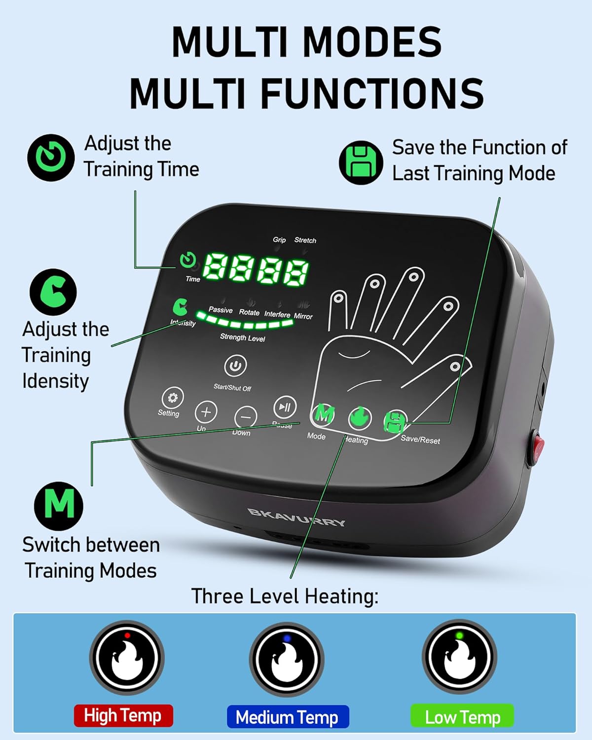 Rehabilitation Robot Gloves, Stroke Hand Therapy Equipment, Upgrade Heated Rehabilitation Gloves, Hand and Fingers Strength Training Device for Hemiplegia Stroke Arthritis Patients