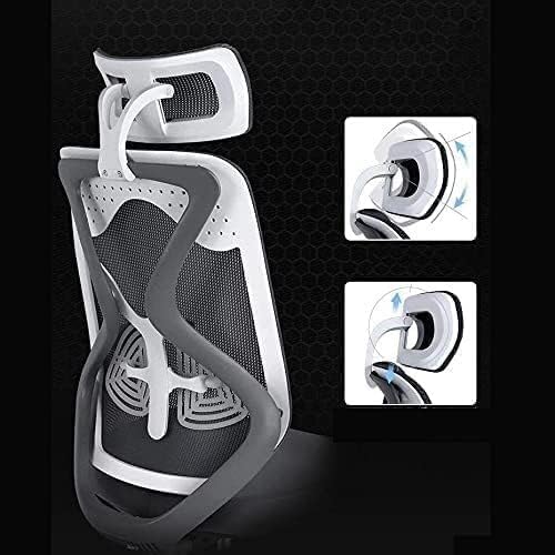 Breathable Mesh Office Chair, High Back Desk Chair with Armrest, and Headrest, Executive Chair Adjustable Lumbar Support Computer Chair (White+Grey