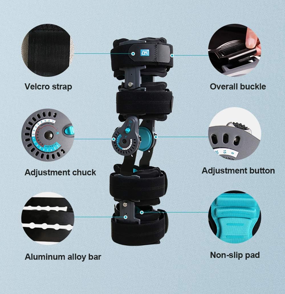 ROM Knee Brace, Hinged Post Op Knee Brace Adjustable Leg Stabilizer Recovery Immobilization After Surgery Fracture Post-Op Meniscus Tear Orthopedic Guard Protector