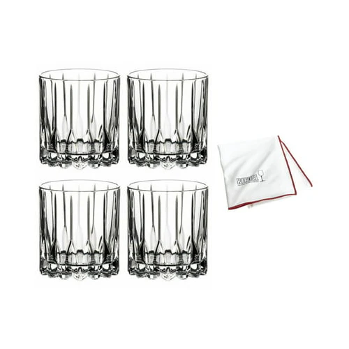 Riedel Glassware Neat Cocktail Glass (6 oz, Clear, 4-pack) with Polishing Cloth