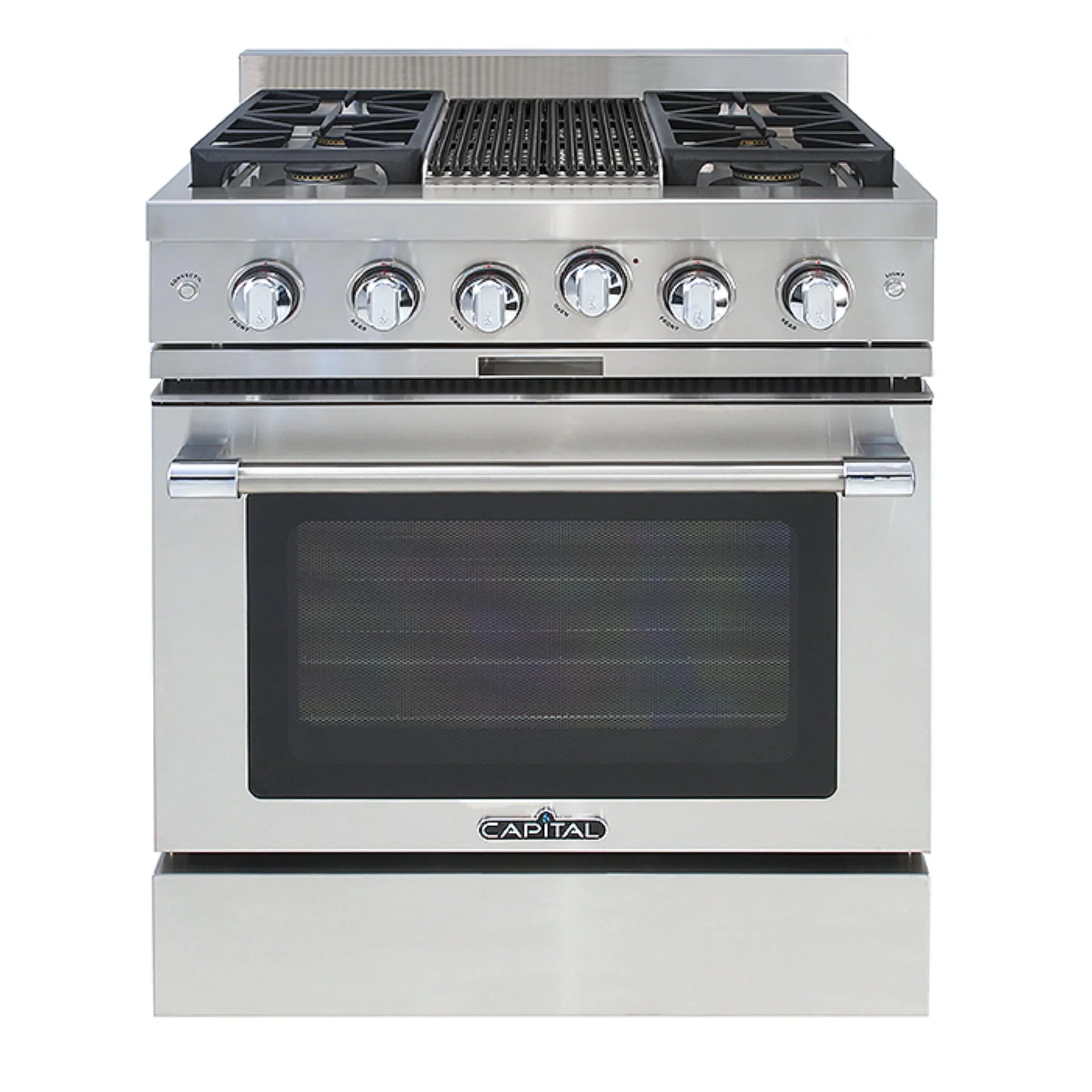 Capital 30-Inch Classic Chef Gas Range in Stainless Steel with 4 Sealed Burners & BBQ Grill (MCR302B2)
