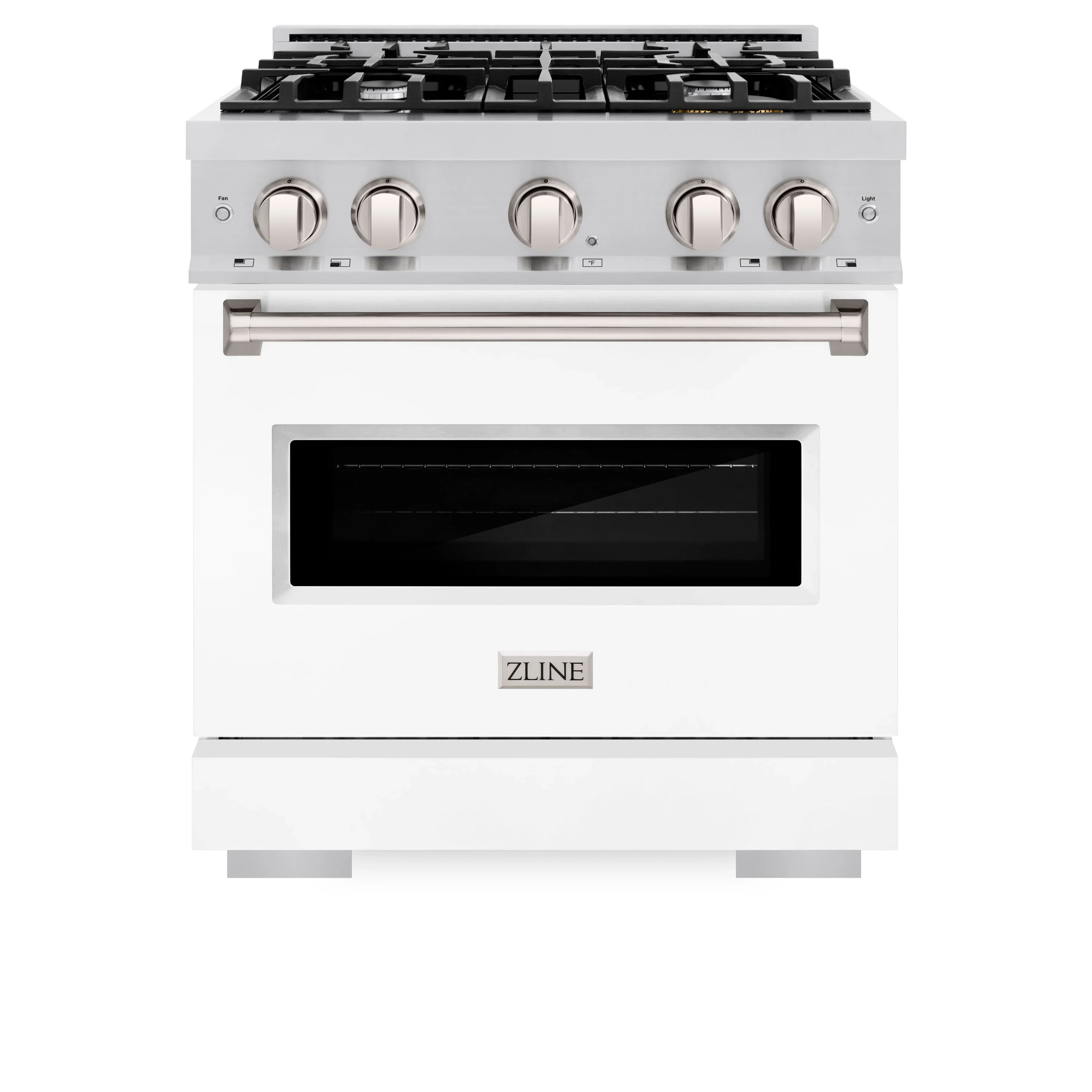 ZLINE 30-Inch Classic Series Dual Fuel Range with 4 Gas Burner Cooktop and 4.2 Cu. Ft. Electric Convection Oven in Stainless Steel with White Matte Door (CDR-WM-30)