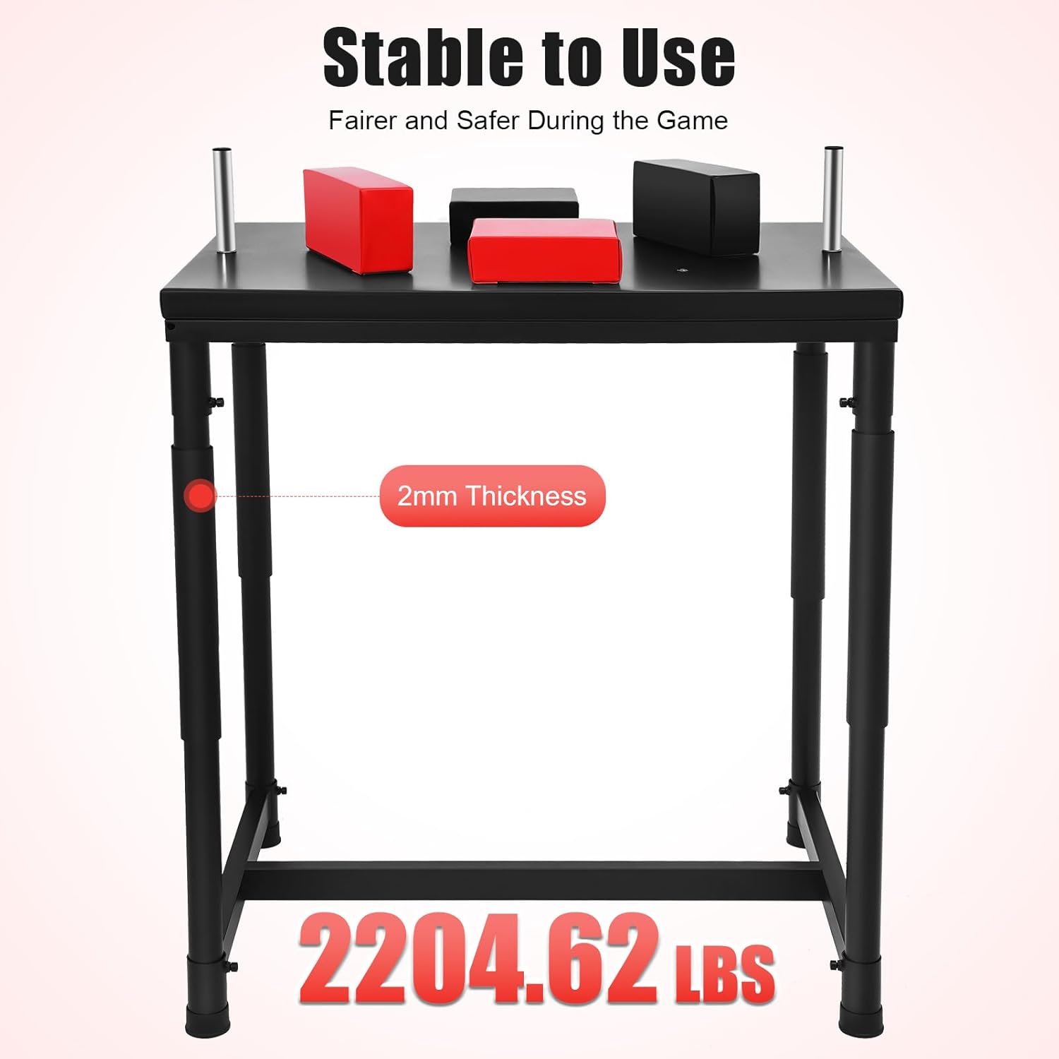 Professional Arm Wrestling Battle Table, 2200LBS Standard Arm Wrestling Table Adjustable Competition Wrist Strength Training Support Plate Equipment with Elbow Pads for Gym Club Sports Fields Homes