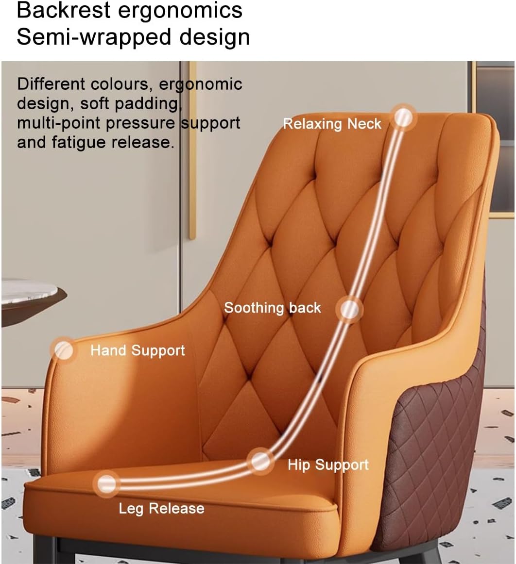 Mid Century Modern PU Leather Dining Chairs with Nailhead Grey Color High Back Support Armrest Relax Lounge Side Chair Kitchen & Dining Room Furniture (Dark Green