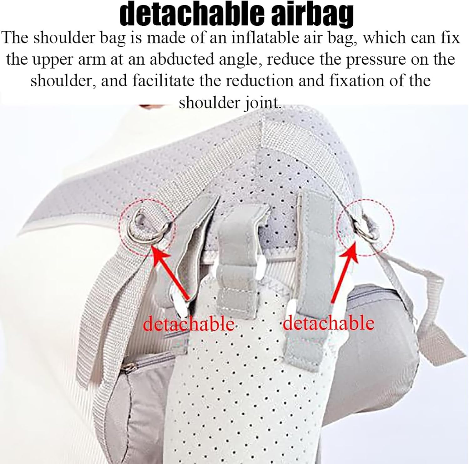 Shoulder Compression Wrap, Shoulder Brace, Shoulder Brace Strap with Removable Airbag, 3 Adjustable Pull Straps and User Friendly Breathable Fabric, for Dislocation, Chro,Grey
