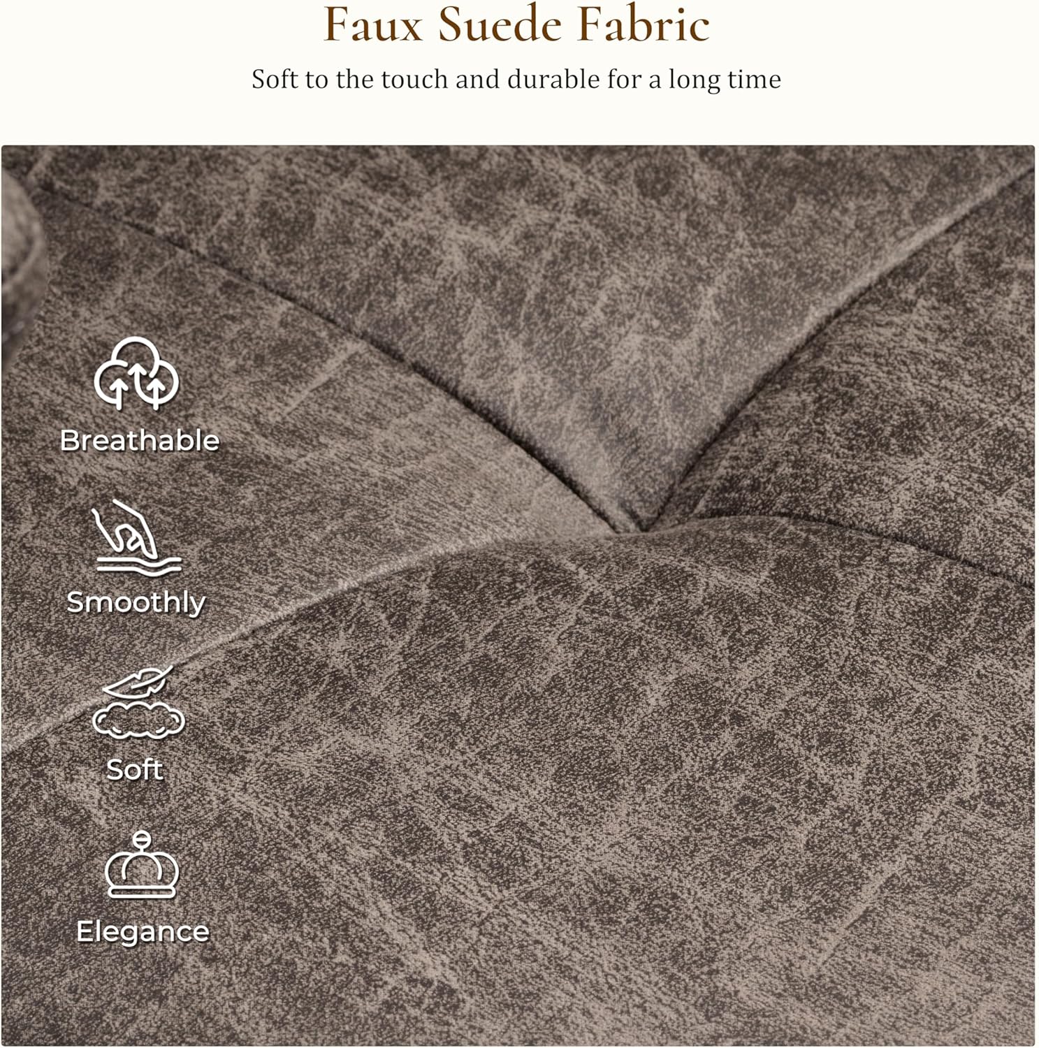 EUREKA ERGONOMIC Becky Mid Century Modern Office Desk Chairs Leather, Comfy Office Chair with Lumbar Support and Arms, Mid Back, Comfortable Thick Cushion, Height Adjustable, 360°Swivel, Cement Grey