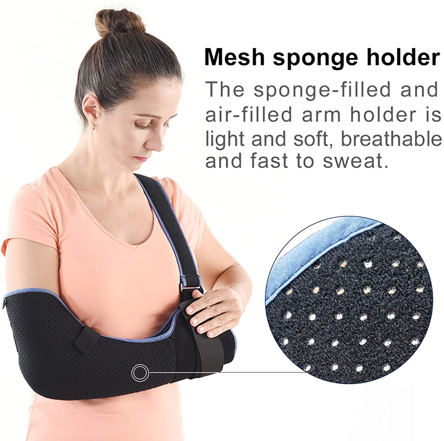 Lightweight Arm Sling Triangle Support Design Breathable Adjustable Shoulder Support Brace Arm Brace For Fracture Or Dislocation, Elbow Fracture Fixation,L