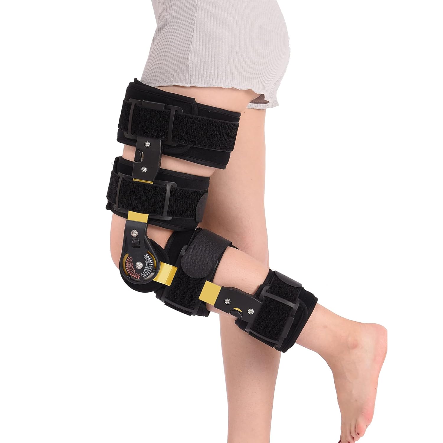 Hinged Knee Brace Adjustable Post Op Knee Support Orthosis Adjustable Unloader Knee Brace, For Acl Mcl And Pcl Injury Recovery, Orthopedic Guard Protector(