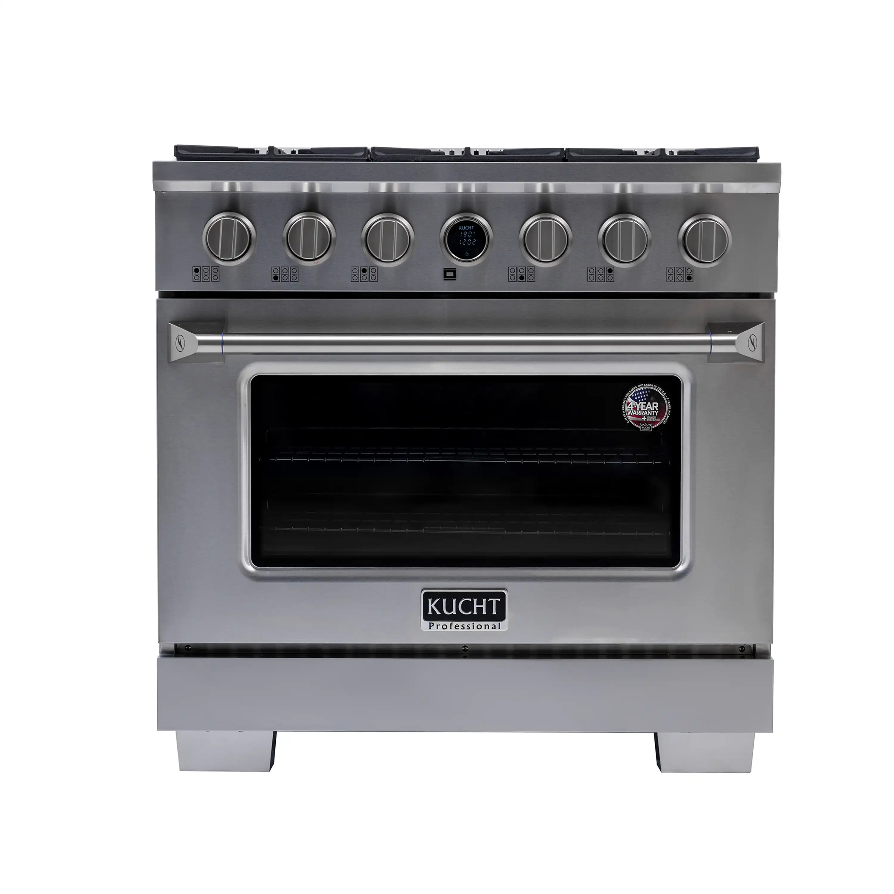 Kucht Horus 36-Inch Dual Fuel Range with 5.2 cu. ft. Electric Oven and 6 Gas Burners in Stainless Steel with Digital Thermostat (KXP36-SS)