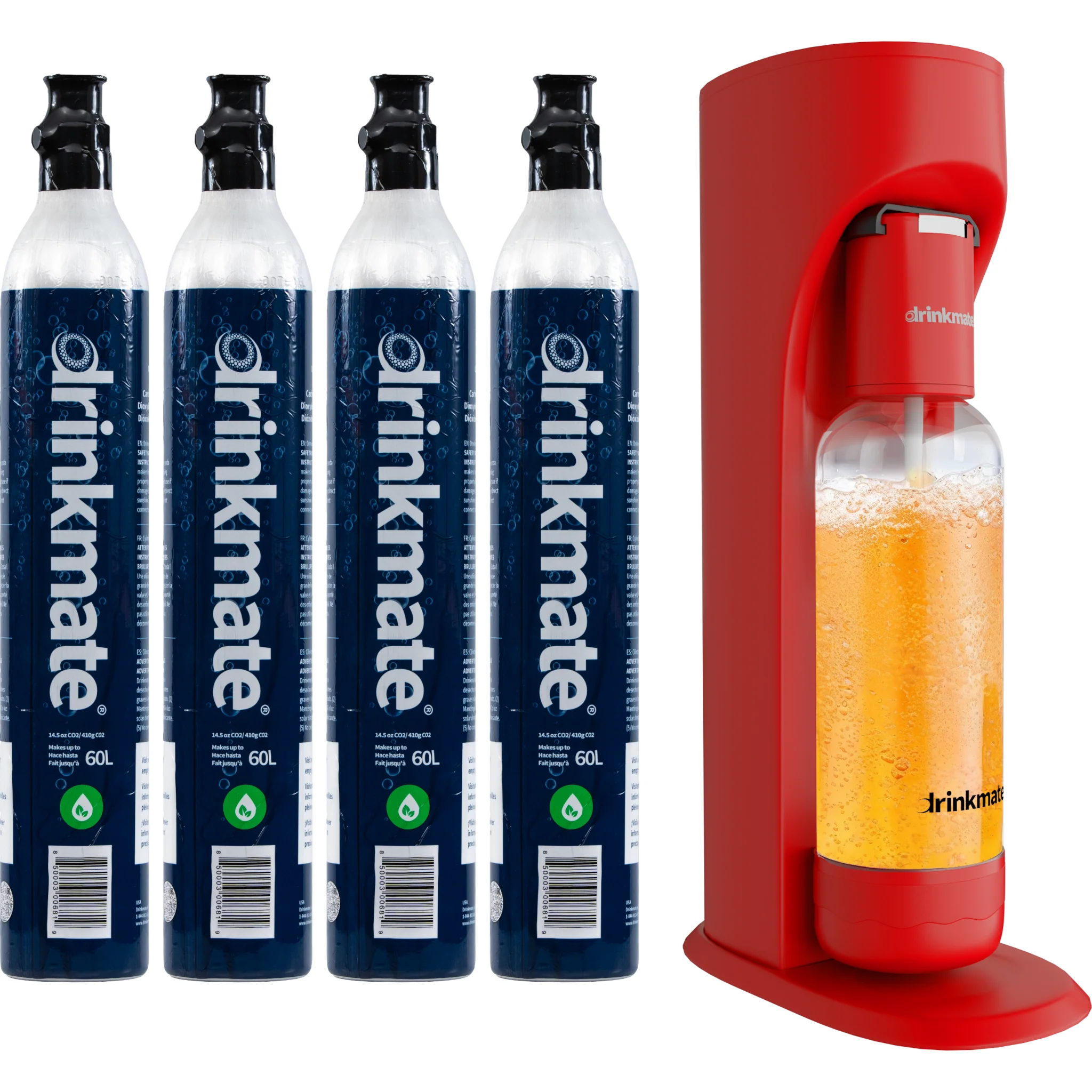 Drinkmate OmniFizz Sparkling Water and Soda Maker 4 Cylinder Bundle with PET Bottle