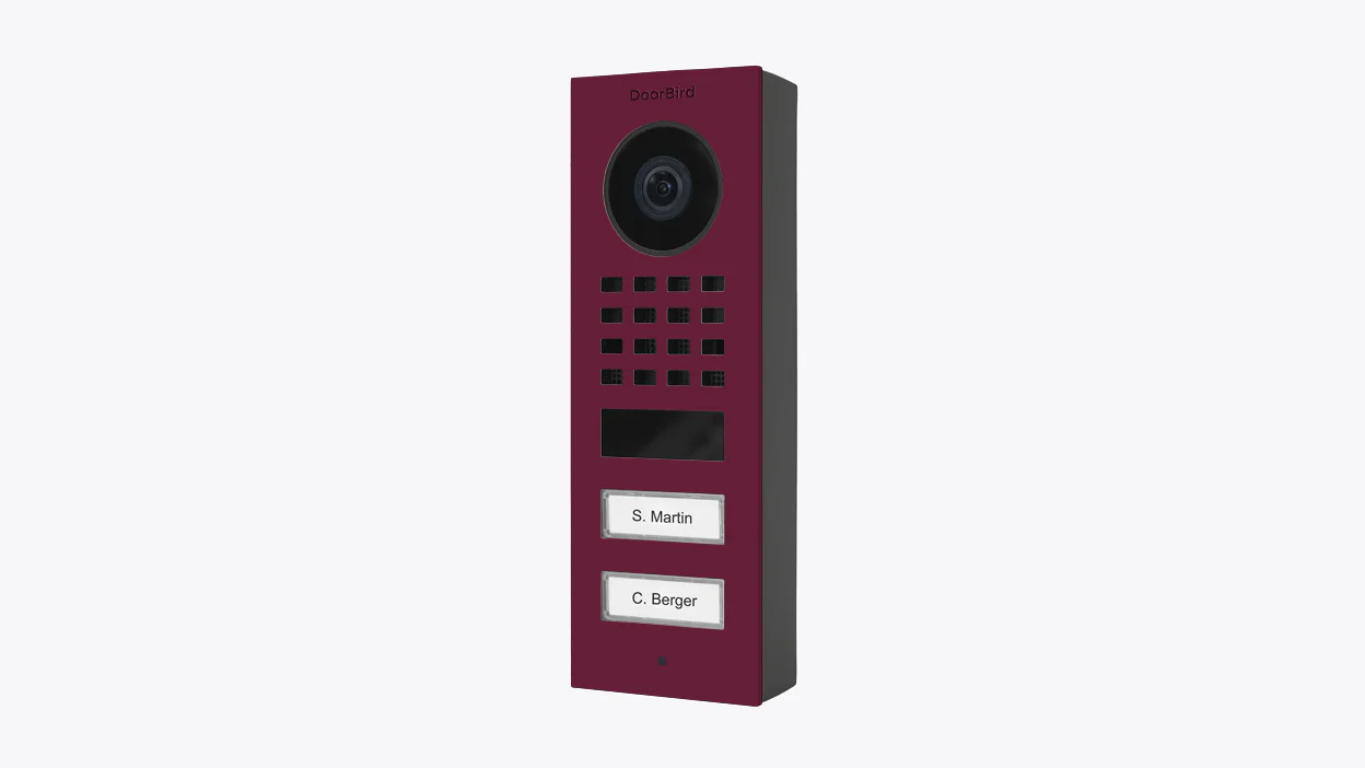 DoorBird D1102V Surface-Mount IP Video Door Station in Claret Violet, RAL 4004