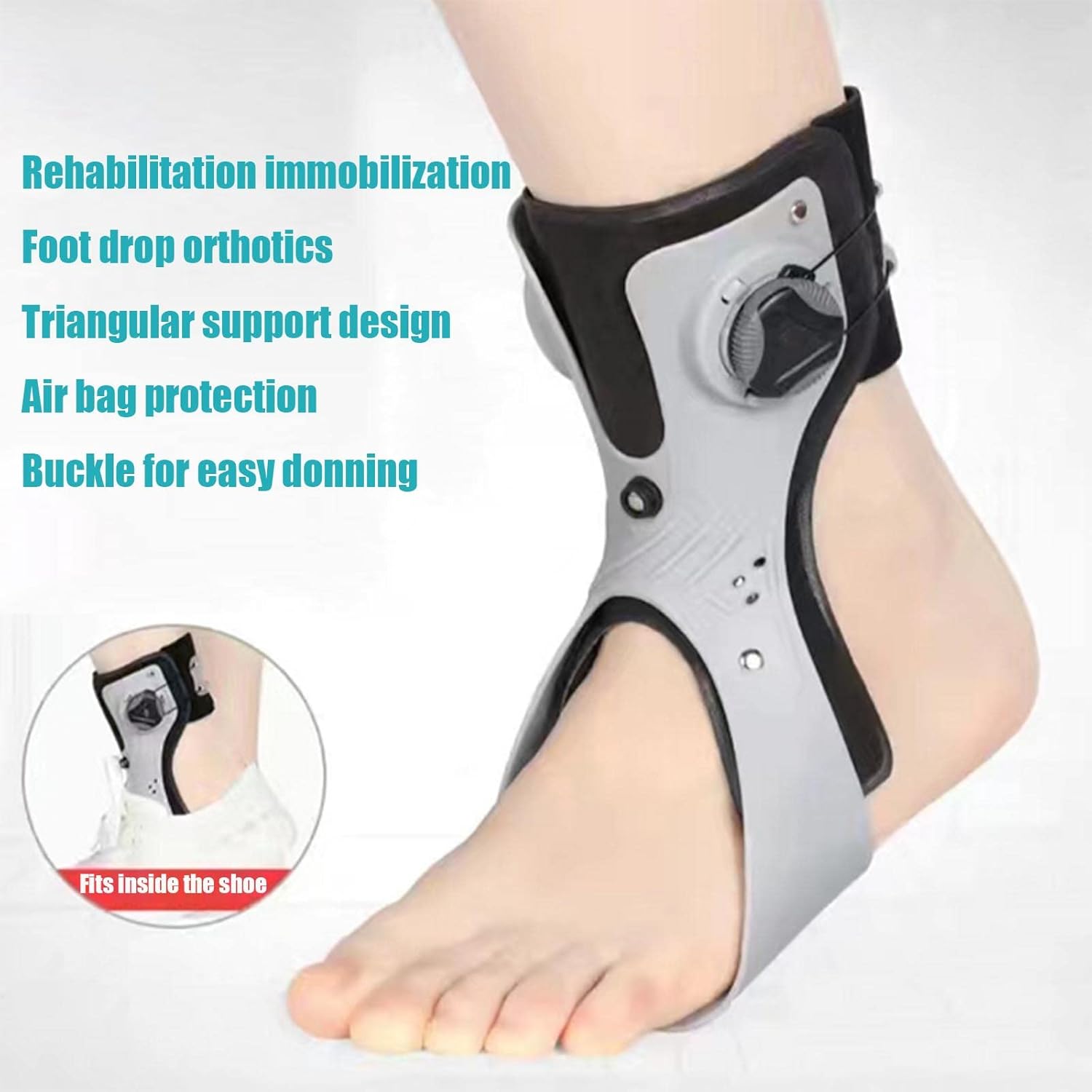 Drop Foot Brace Orthosis Drop Foot Brace Plantar Fasciitis Splint with Inflatable Airbag Suitable for Hemiplegia Stroke Shoes Walking (Left M)