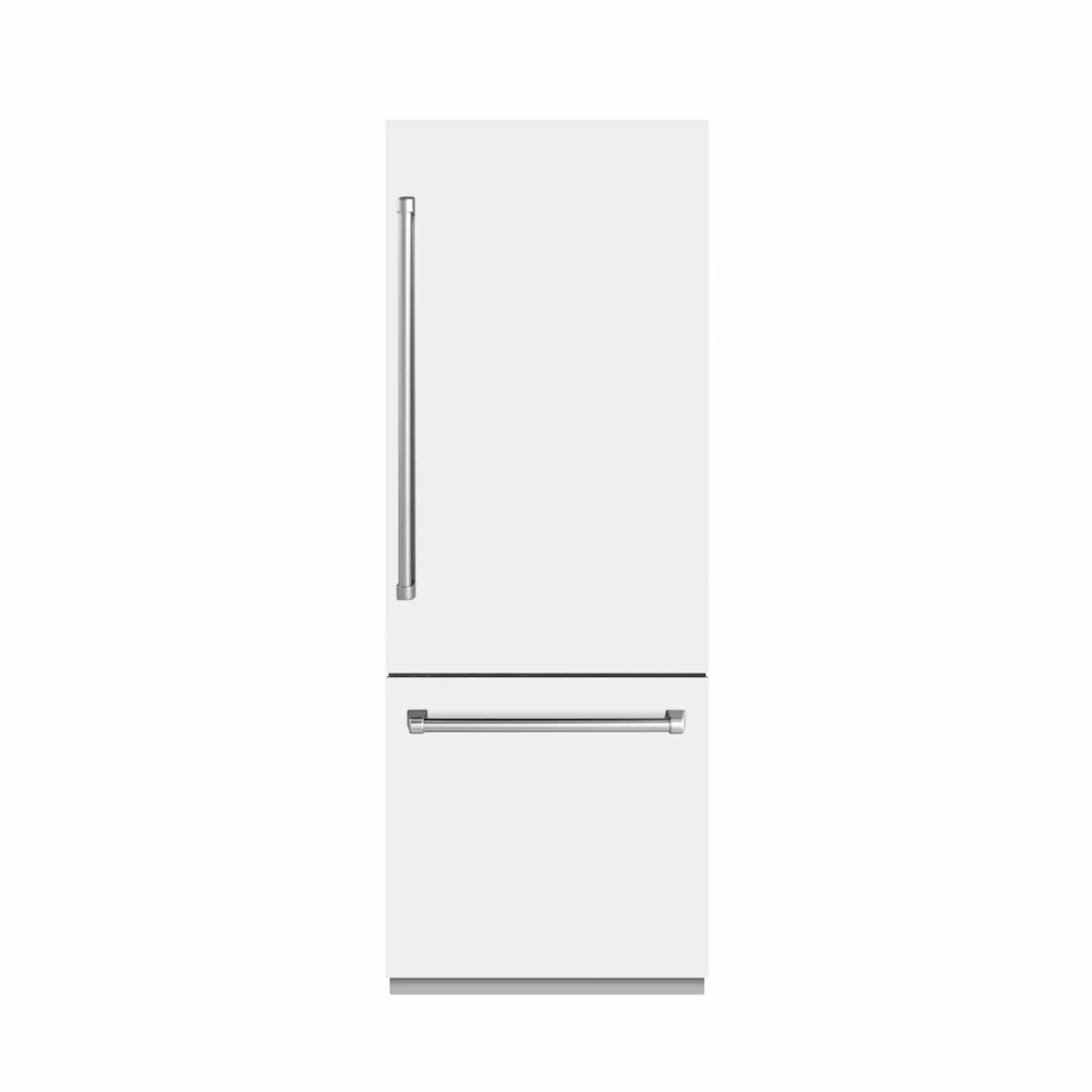 ZLINE 30-Inch 16.1 cu. ft. Built-In Bottom Freezer Refrigerator with Water Dispenser and Ice Maker in White Matte with Graphite Gray Interior (GRBIV-WM-30)