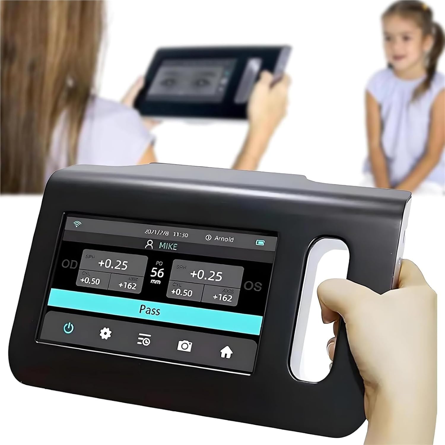 Ophthalmology Vision Screener, Portable Vision Screener, with 7-inch LCD Touch Screen, 98cm Measuring Distance/0-180° Axis Number/Data Storage, for Optic Ophthalmic Equipment.