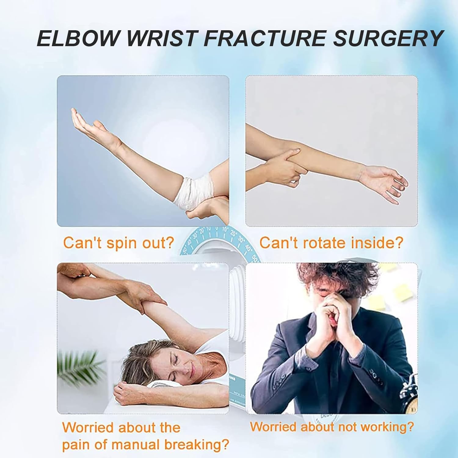 Brace Manual Elbow and Wrist Rehabilitation Training Device, Elbow Internal and External Rotation Equipment, Knob Adjustment Design, for Elbow Recovery