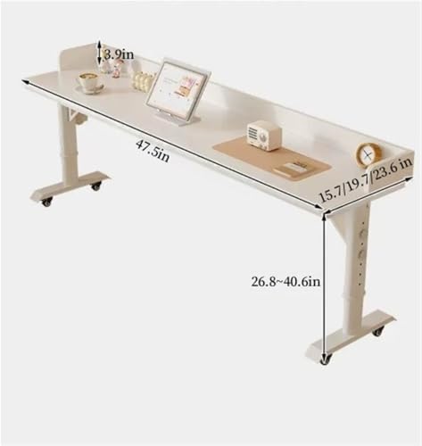 Adjustable Overbed Rolling Table, Mobile Laptop Desk with Extended Wood Top & Metal Frame for Bedroom, Home Office, Hospital Use - Versatile & Space-Saving Solution