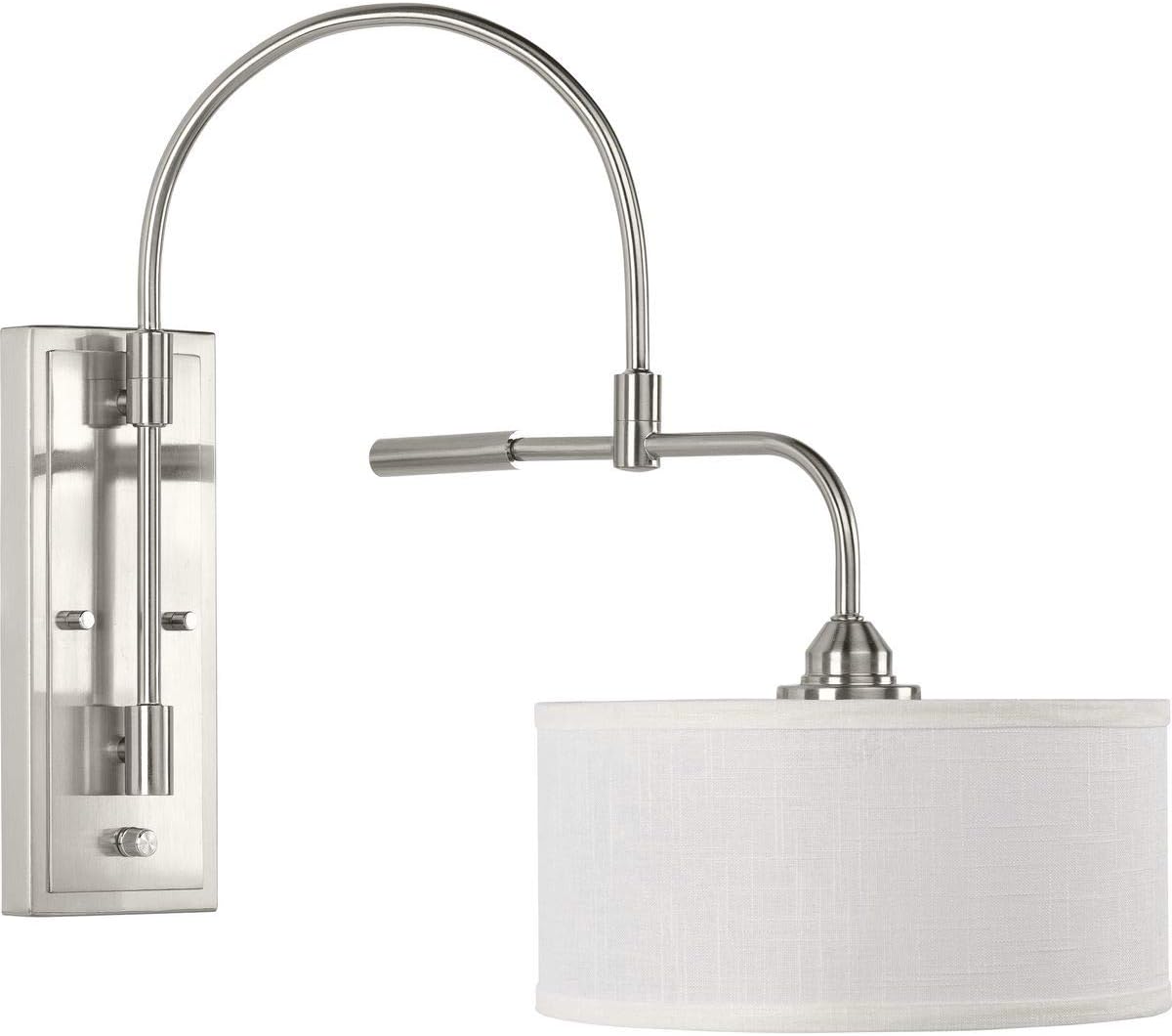 Progress Lighting Kempsey Collection One-Light Swing Arm Wall Bracket, Nickel, 19-3/4