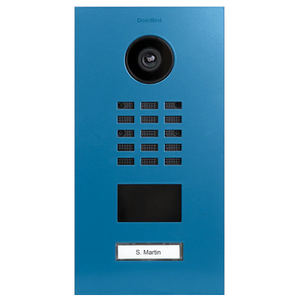 DoorBird D2101V IP Video Door Station, 1 Call Button in Light Blue, RAL 5012