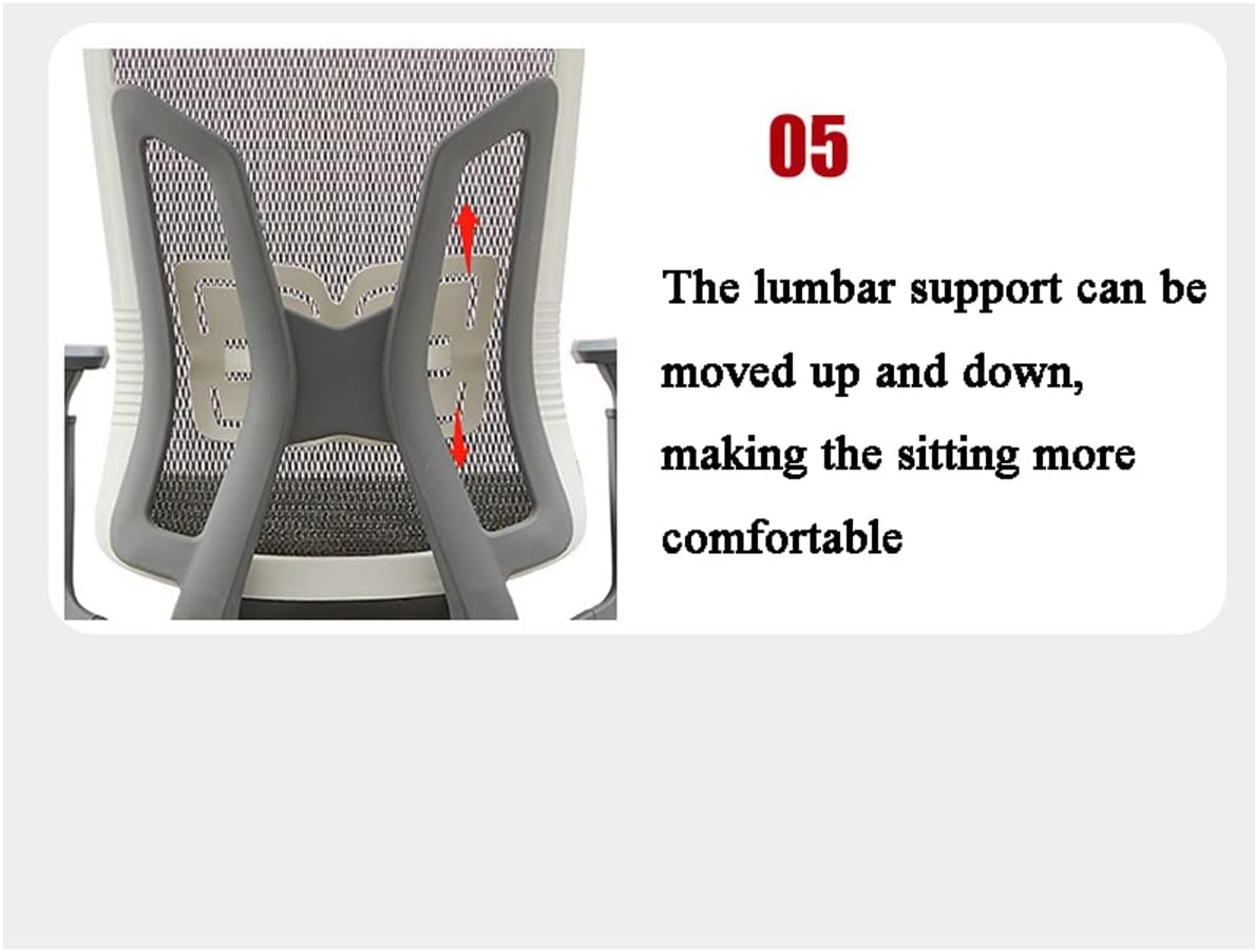 Office Chairs, Ergonomic Office Chair with Adjustable Headrest, Computer Desk Chair with Armrests and Lumbar Support (Grey)