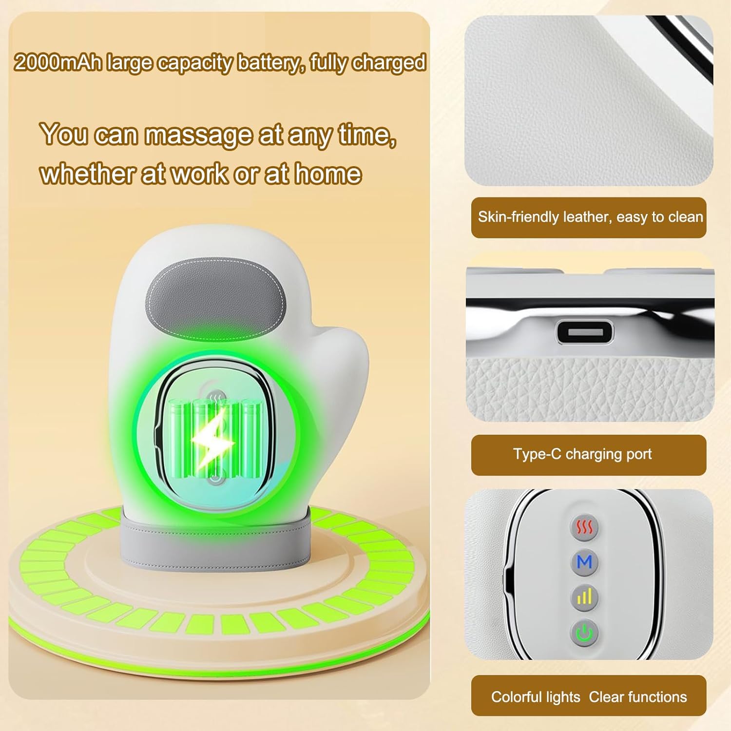 Hand Massager with Heat and Compression - Relieve Wrist Muscles Pain, Arthritis and Carpal Tunnel, Electric Kneading Massage, Portable and Cordless Design, Ideal Gift for Women/Men