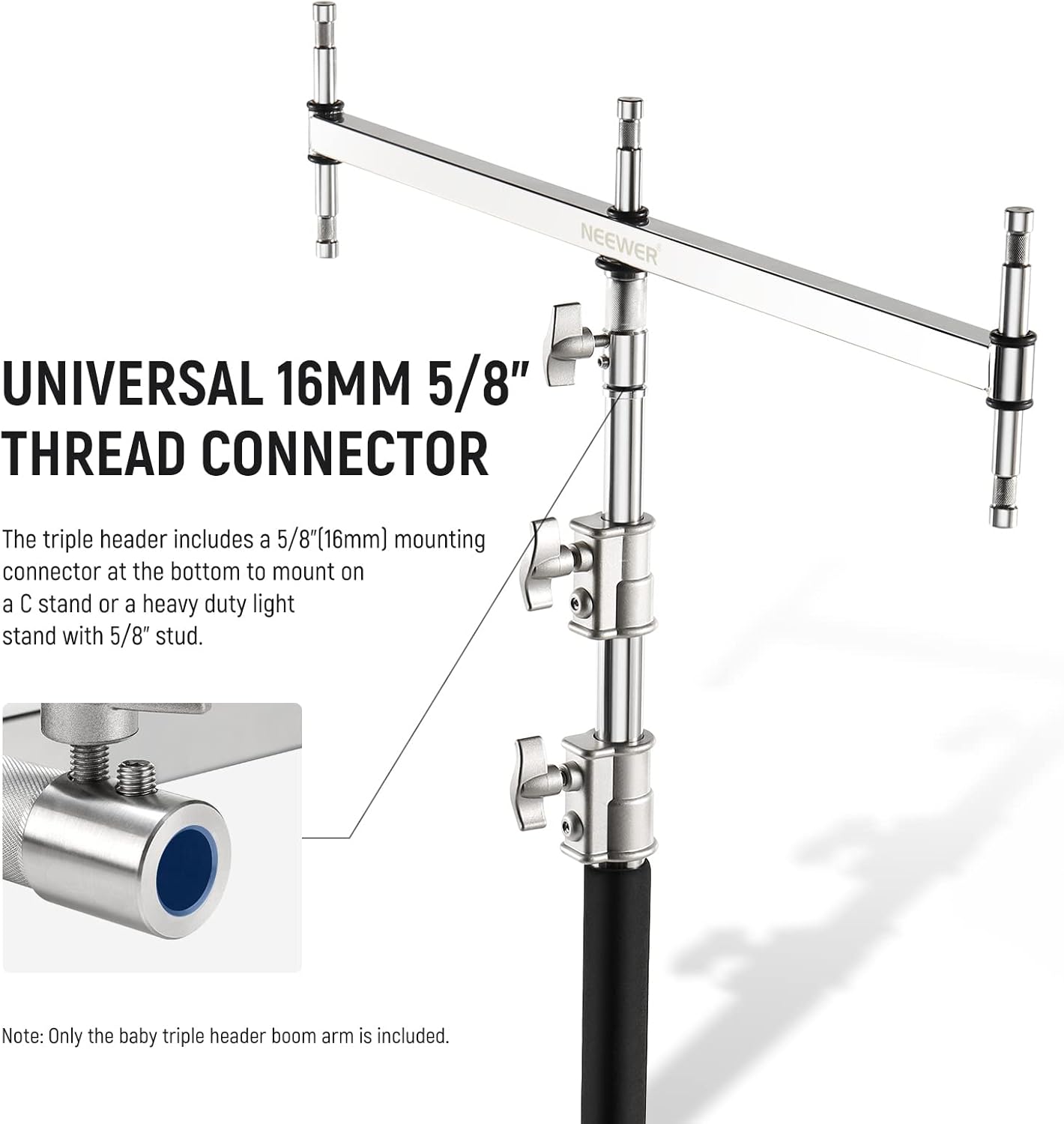 NEEWER Baby Triple Header Boom Arm with Five 5/8