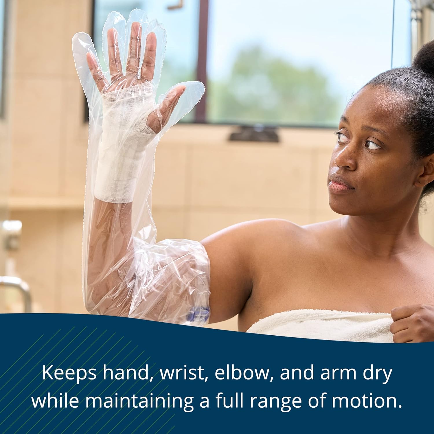 TIDI AquaGuard Glove – Shower Protection Glove with Water-Seal Band – Arm Cast Cover – 75 Gloves and 25 Water-Seal Bands Total (3 Gloves per Package x 25 Packages) – Home Medical Supplies (50016-RBX)