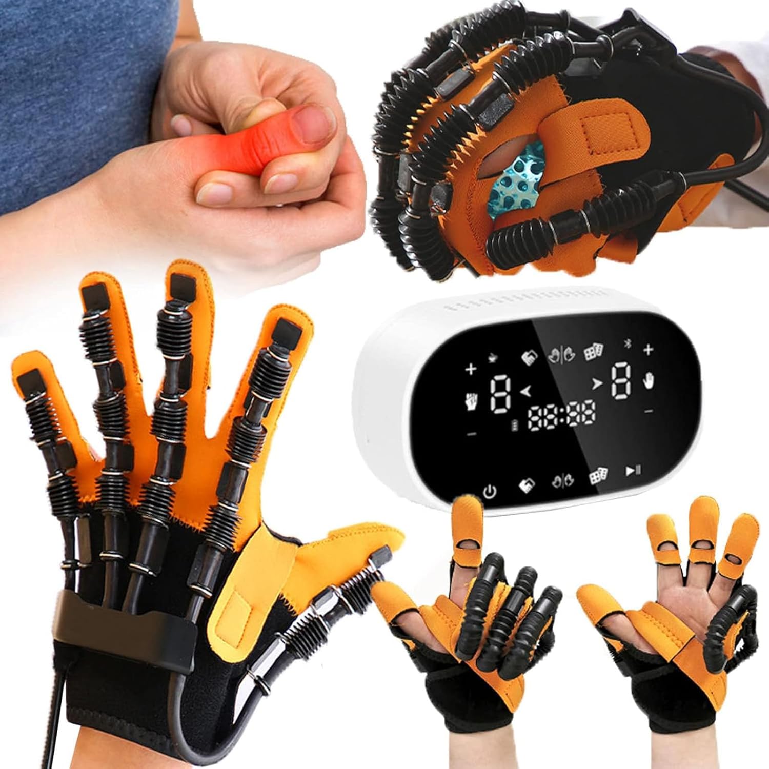 Hemiplegia Finger Rehabilitation Trainer Robot Gloves,Finger Rehabilitation Gloves for Stroke Patients,Finger Straightening Brace Guard Protector,Child