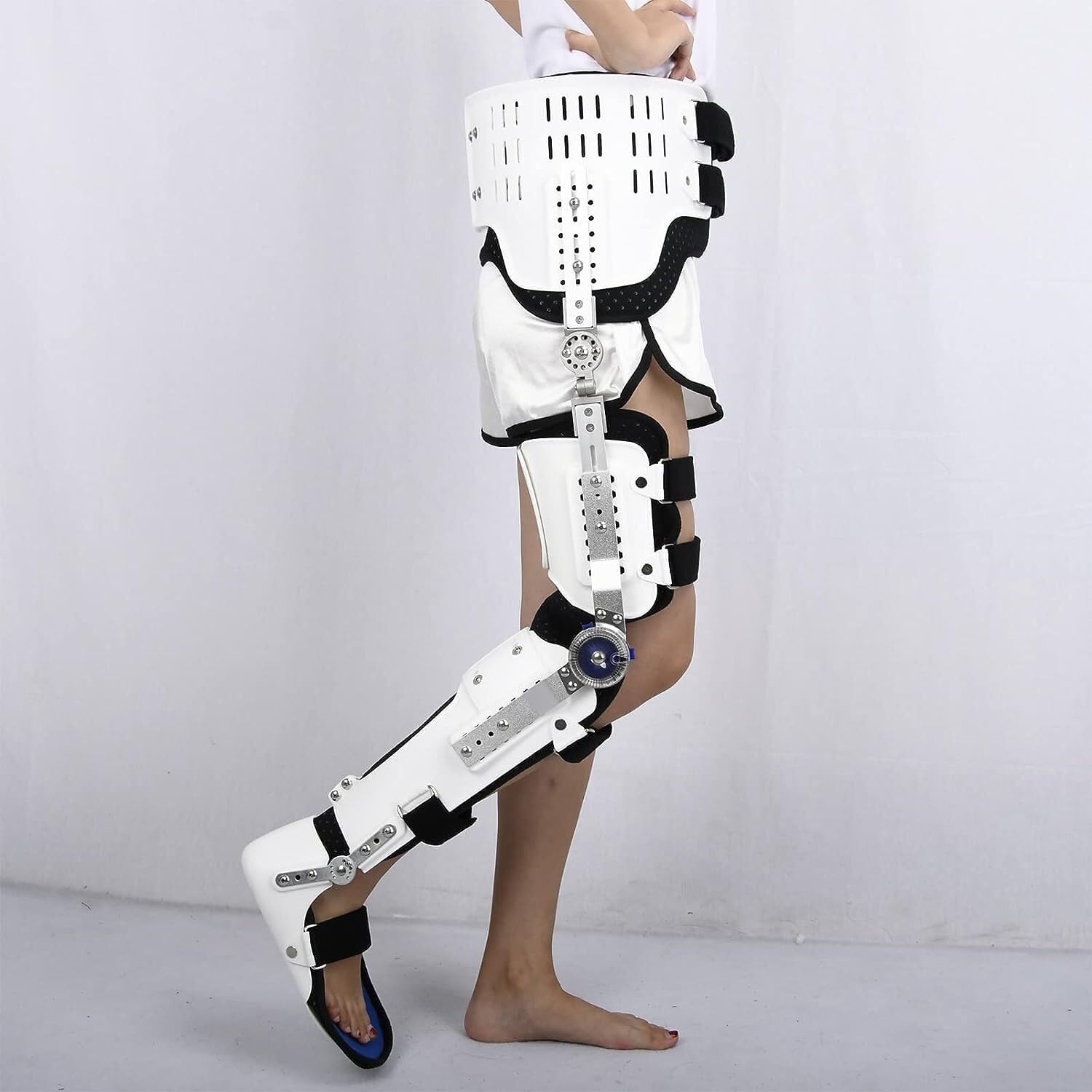 Adjustable Hip Joint Fixation Bracket, Orthopedic Hinged Knee Waist Support Brace for Adults, Waist/Knee Ankle Foot Joint Fixation Brace, Legs Can Be Bent, Universal Size 502(Right)